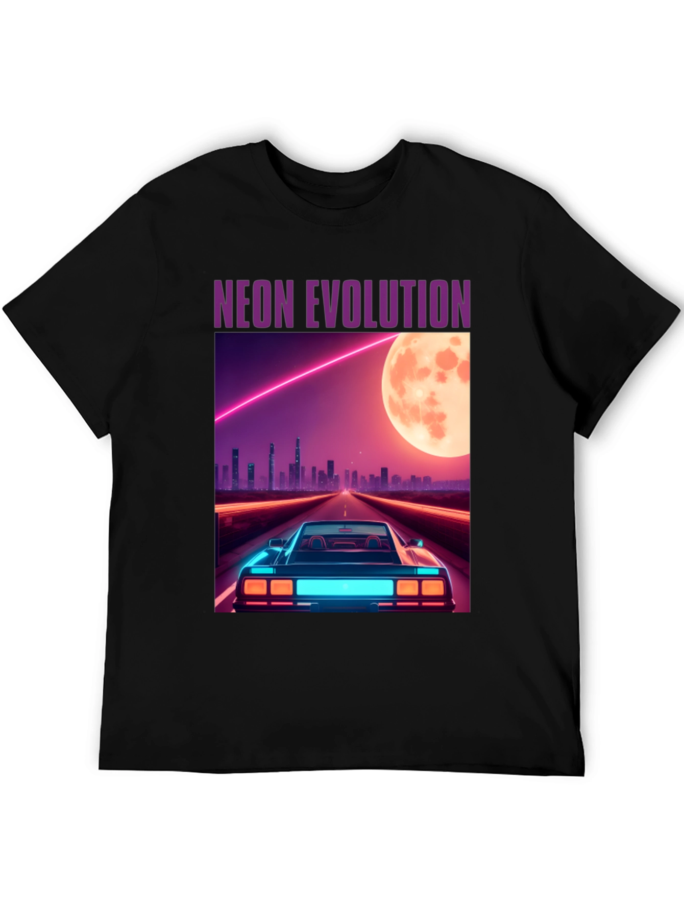 Black Neon Evolution Car Graphic Tee - Retro Style view 5