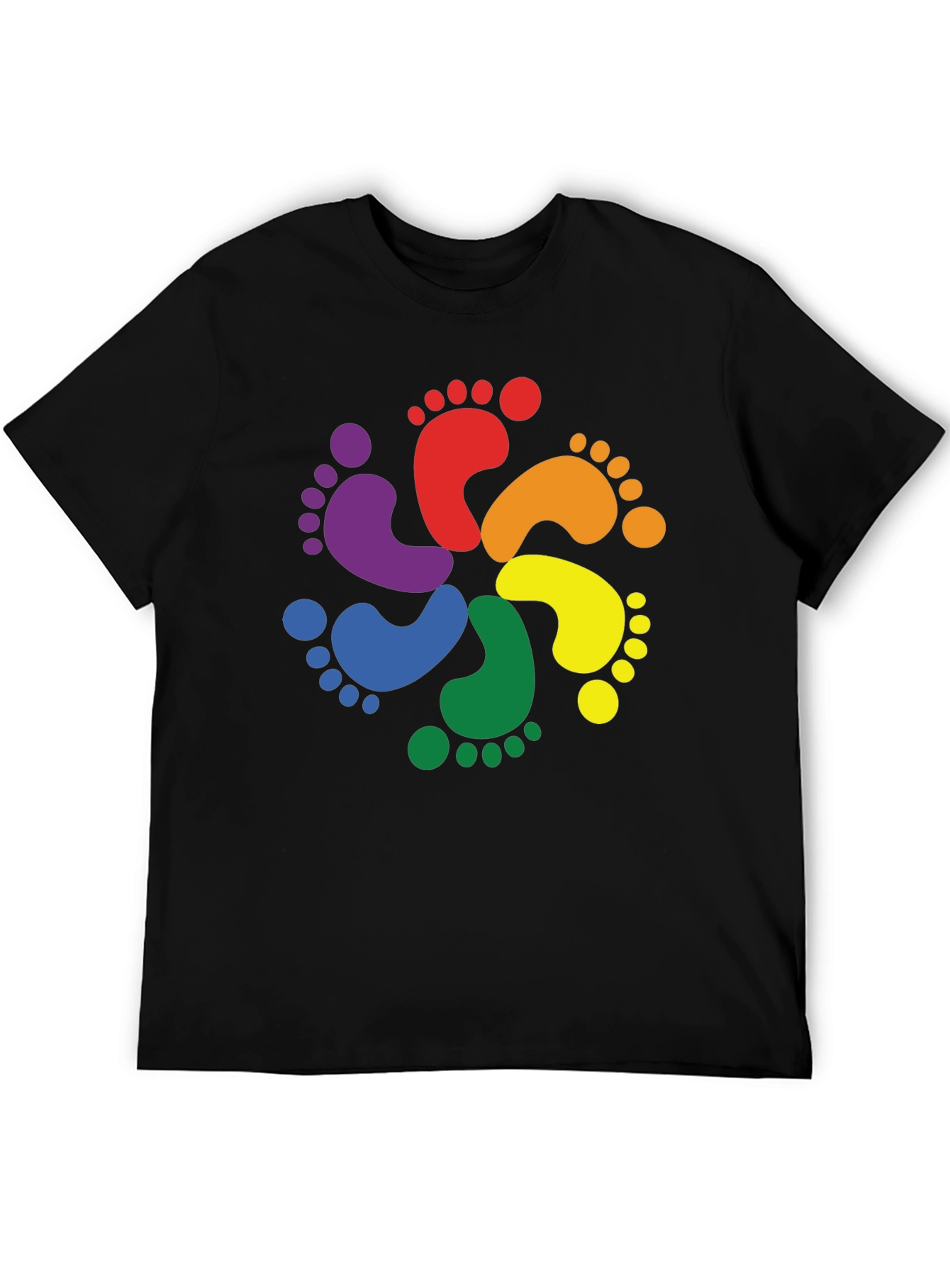 Black Rainbow Footprint T-Shirt - Pride Apparel view 5
