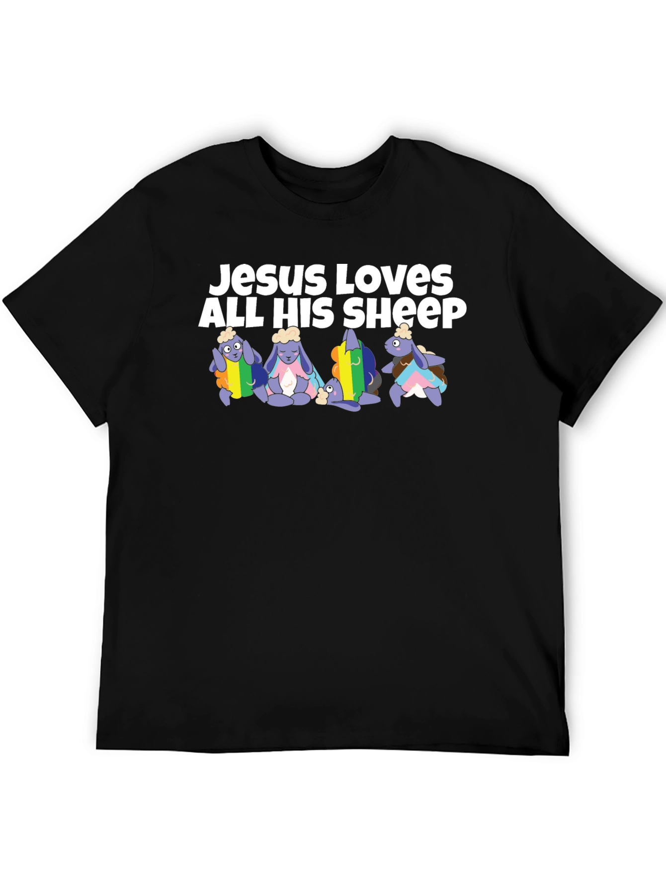 Black Jesus Loves All His Sheep Graphic T-Shirt view 5