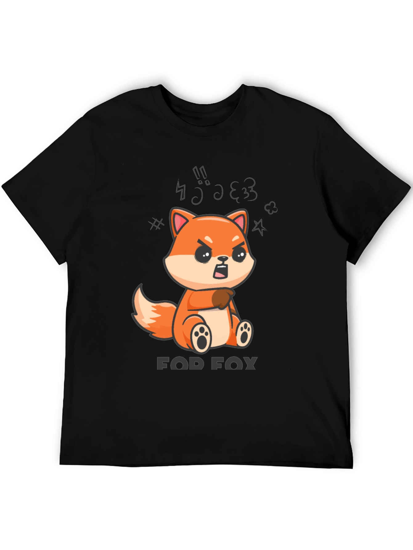 Black FOD FOX T-Shirt - Angry Fox Cartoon Tee view 5