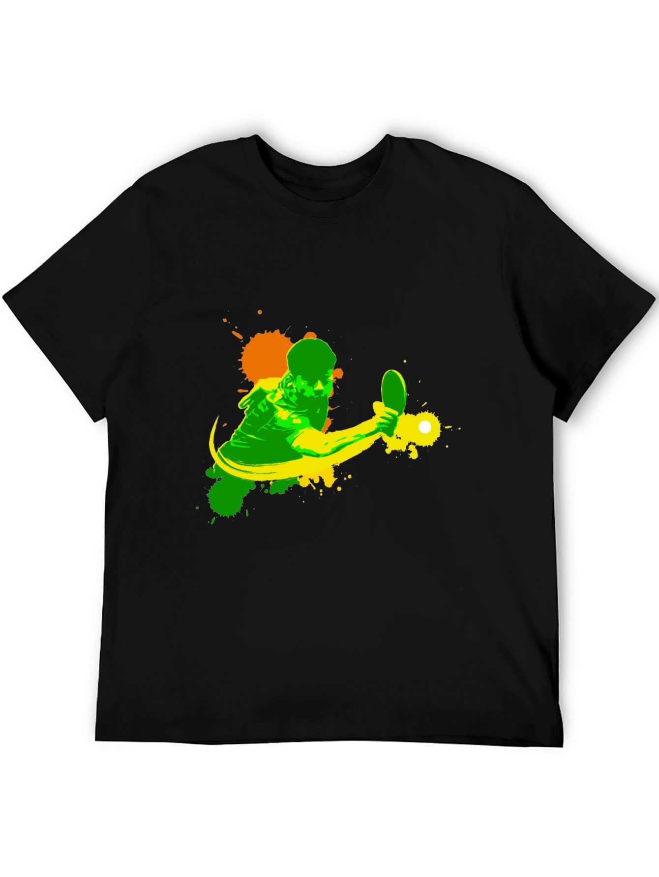Black Table Tennis Player Graphic Black T-Shirt view 5
