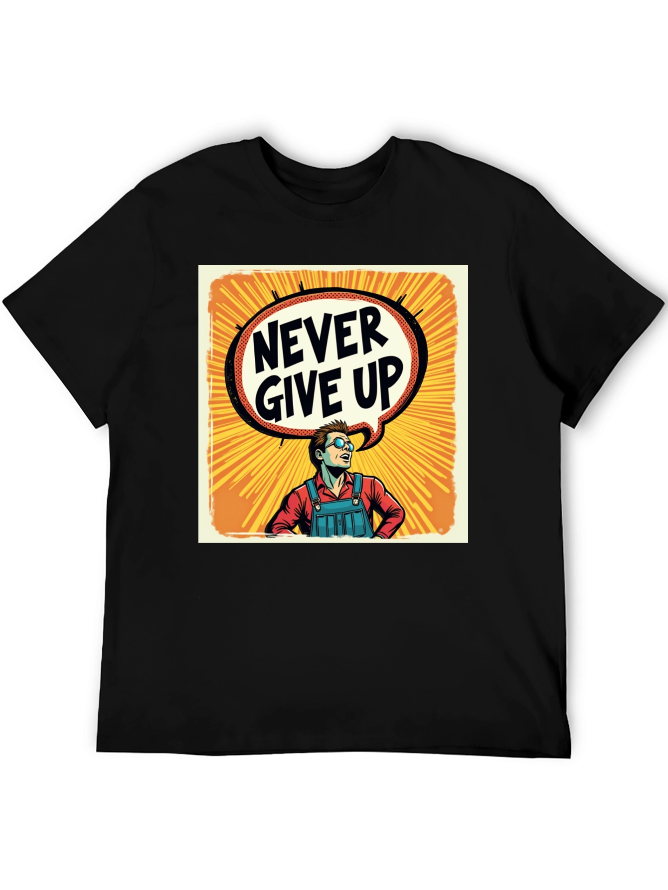 Black Never Give Up T-Shirt - Motivational Graphic Tee view 5