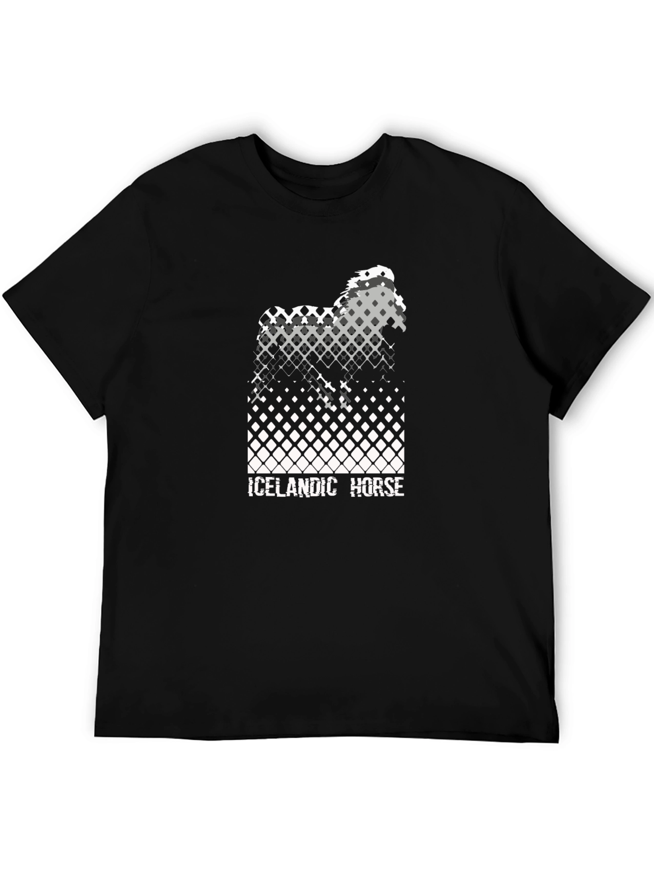Black Icelandic Horse Graphic Tee - Black Cotton T-Shirt view 5