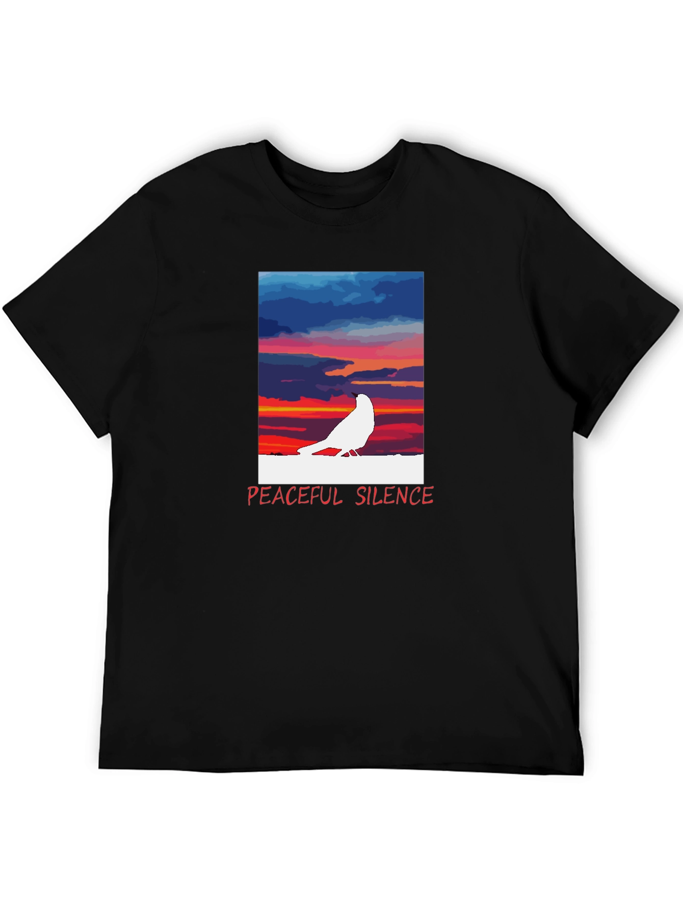 Black Peaceful Silence Graphic T-Shirt view 5