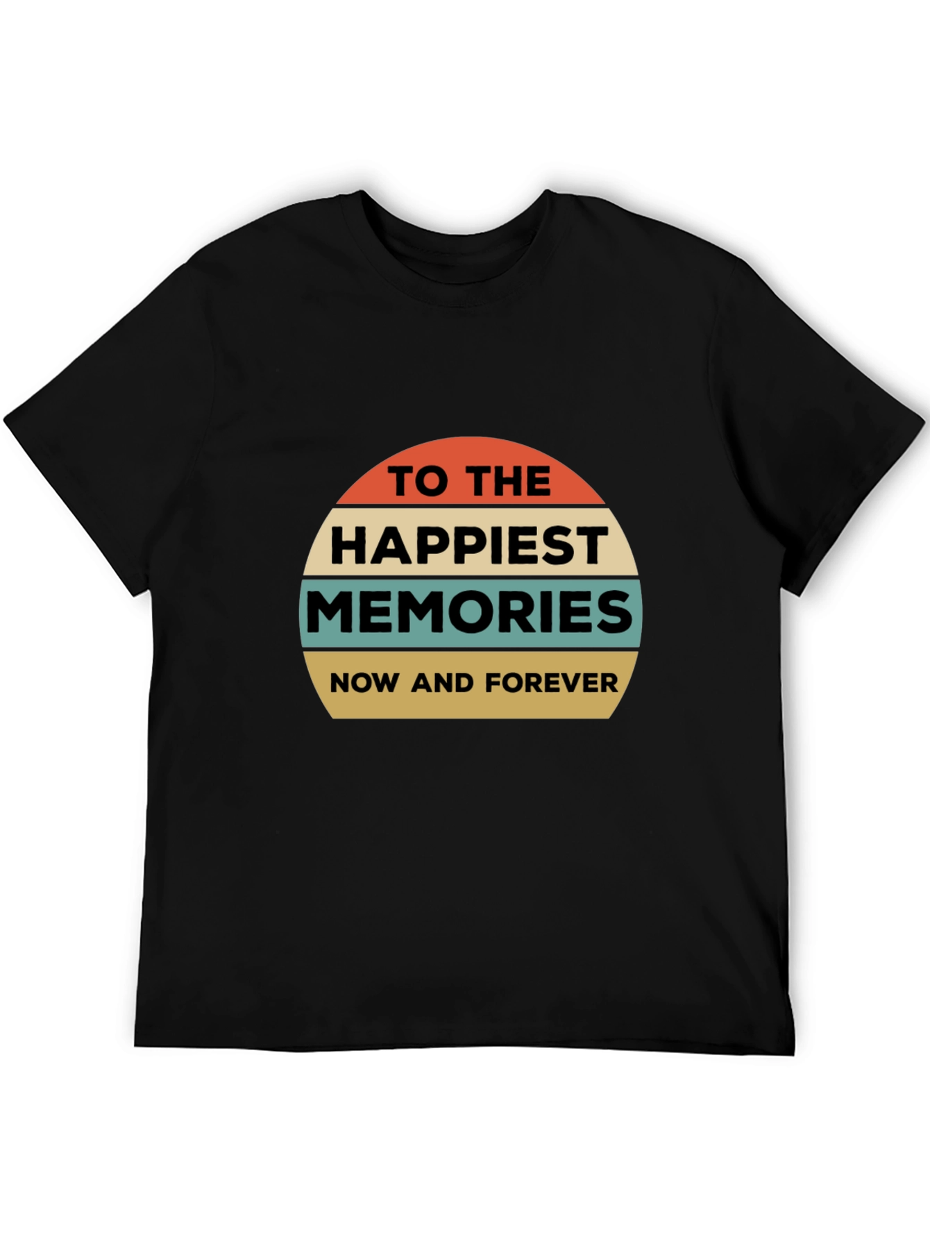 Black Happiest Memories Retro Graphic T-Shirt view 5