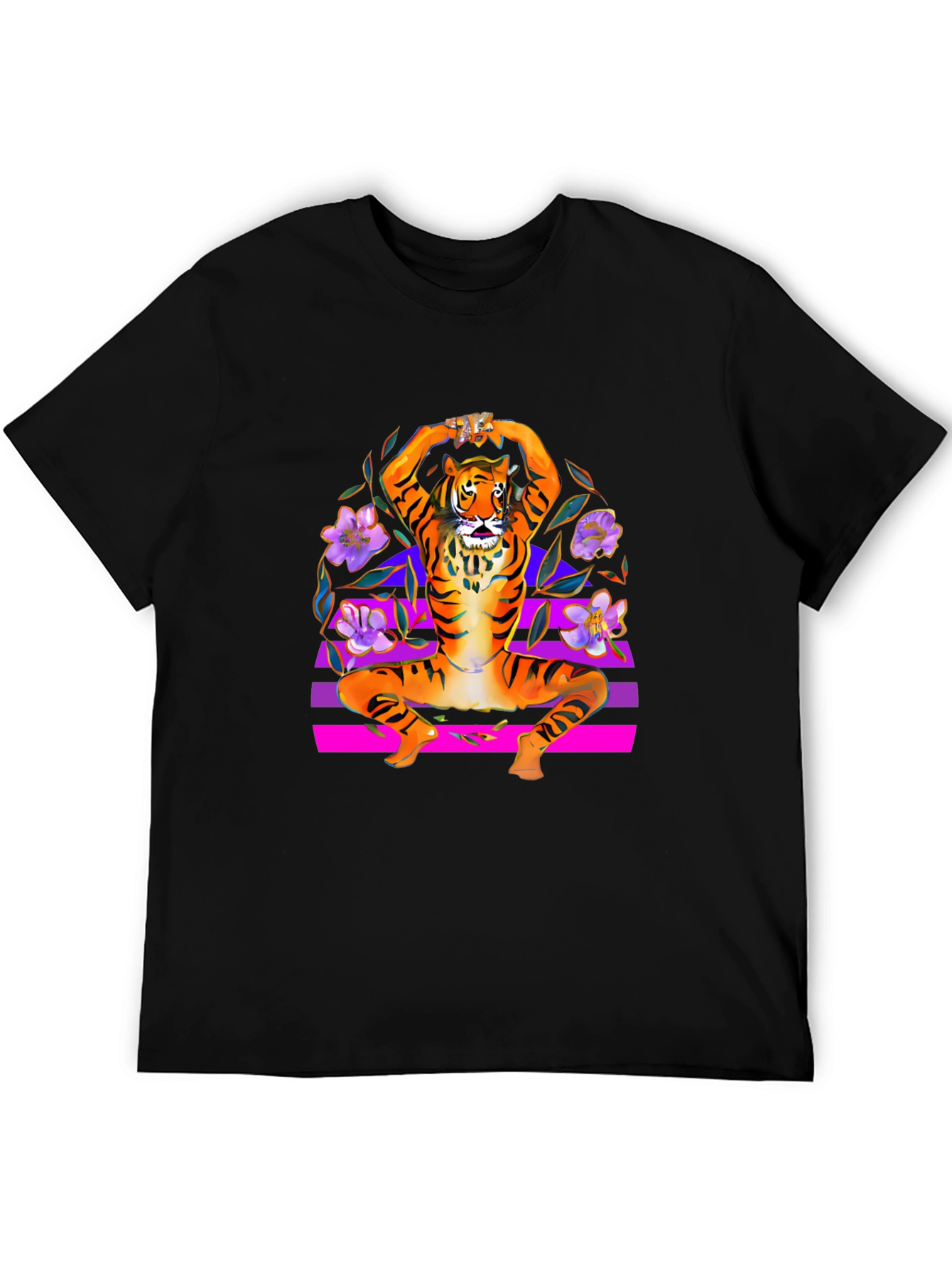 Black Tiger Pose Black T-Shirt view 5