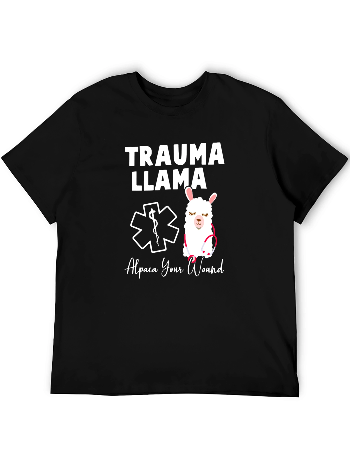 Black Trauma Llama T-Shirt - Alpaca Your Wound view 5