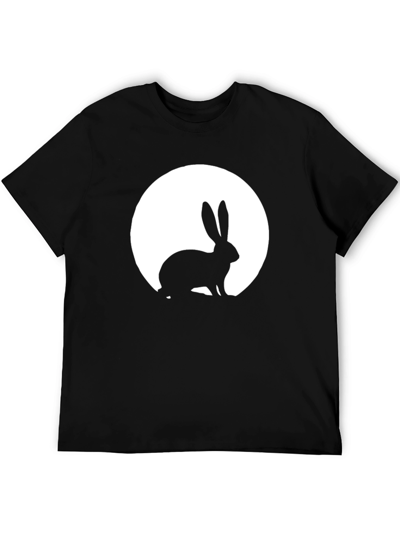 Black Rabbit Moon Graphic Tee - Black Cotton T-Shirt view 5