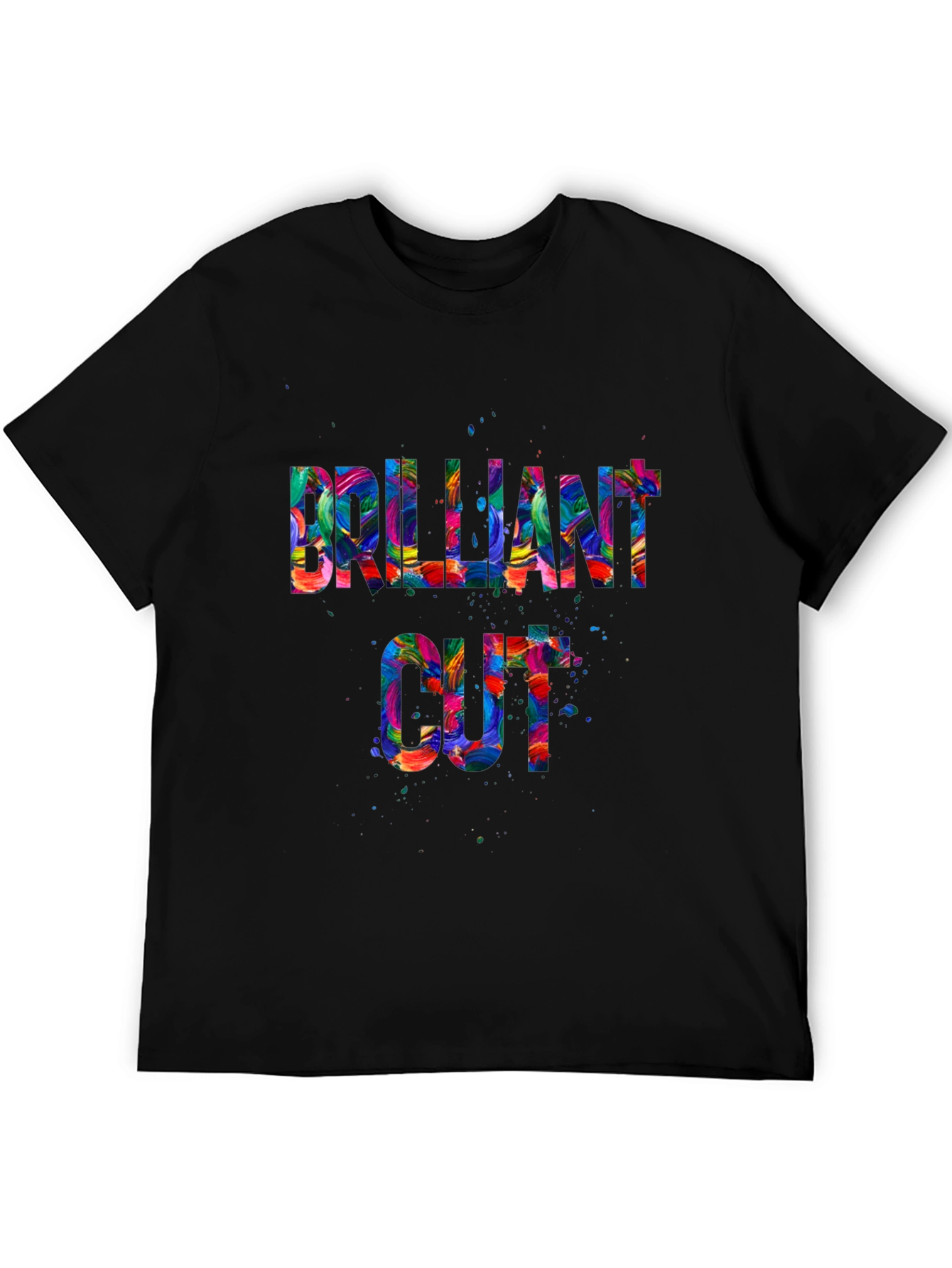 Black Brilliant Cut Graphic T-Shirt - Colorful Design view 5