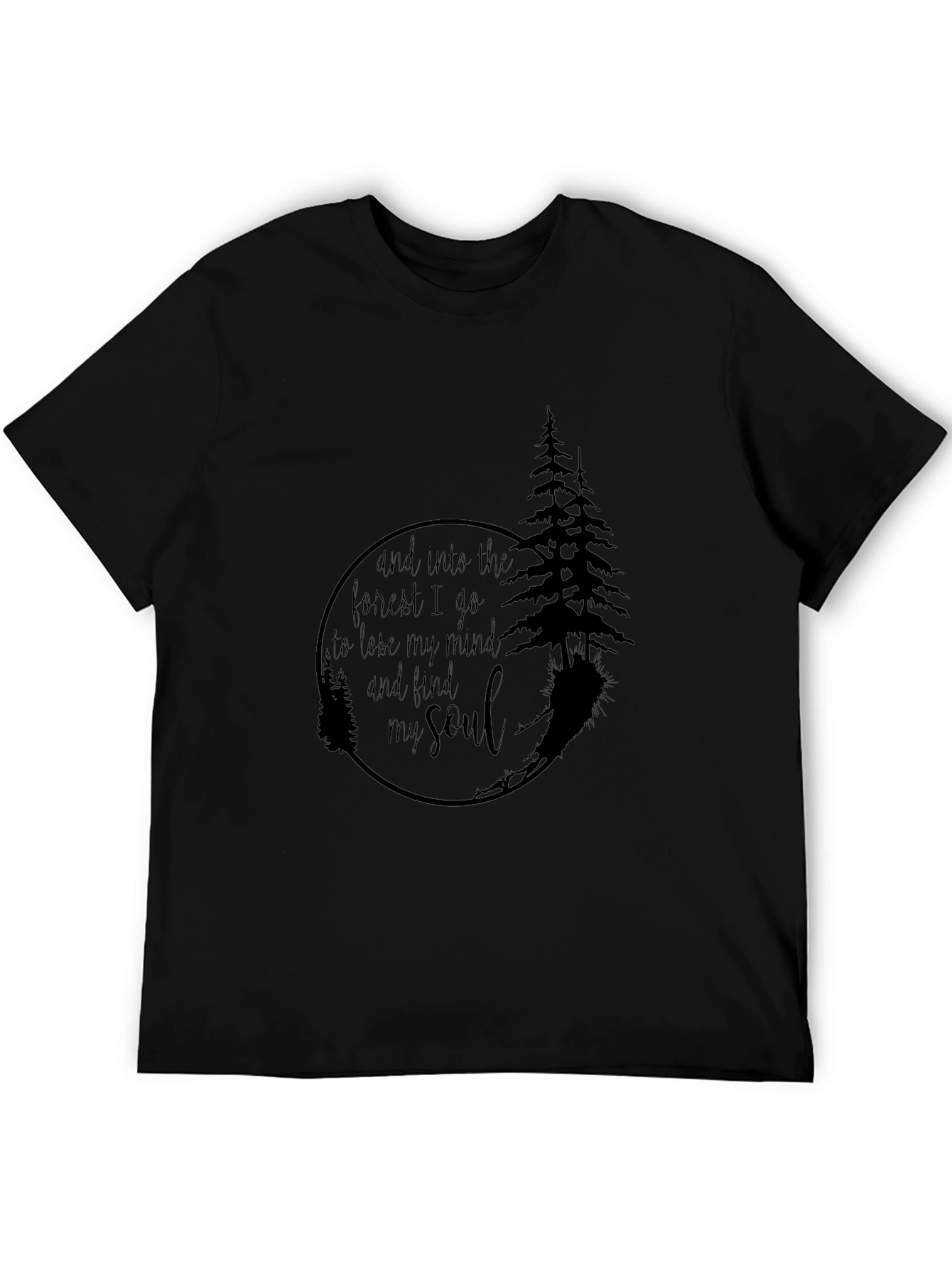 Black Into the Forest Graphic Tee - Unisex Black T-Shirt view 5