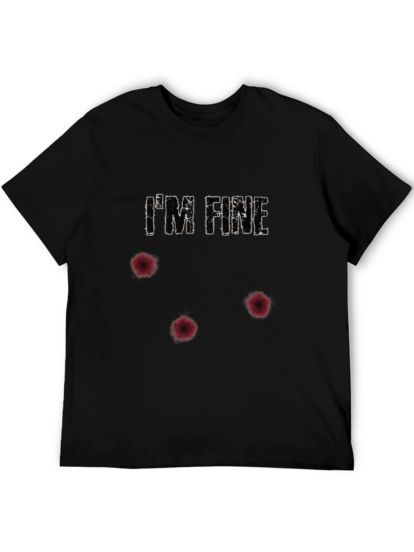 Black I'm Fine Funny Graphic T-Shirt - Humor Tee view 5