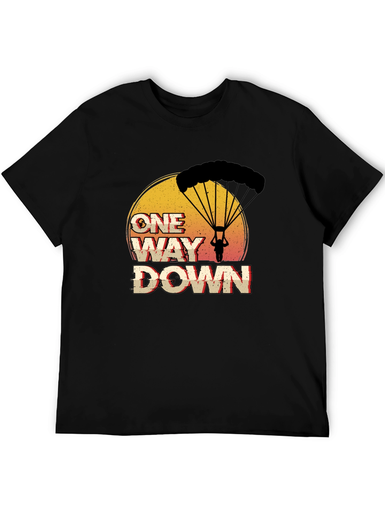 Black One Way Down Parachute Graphic T-Shirt view 5