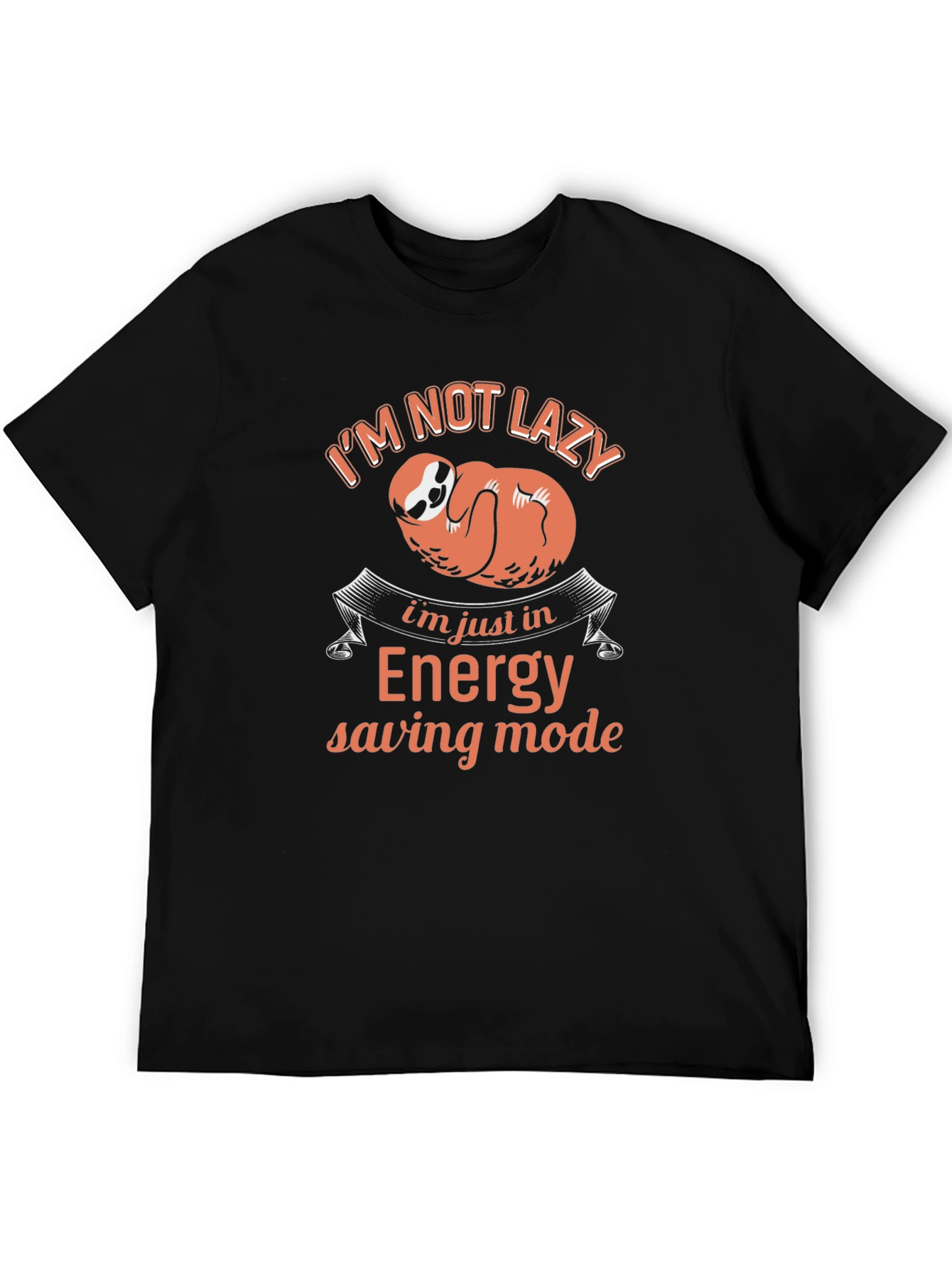 Black Energy Saving Mode Sloth T-Shirt view 5