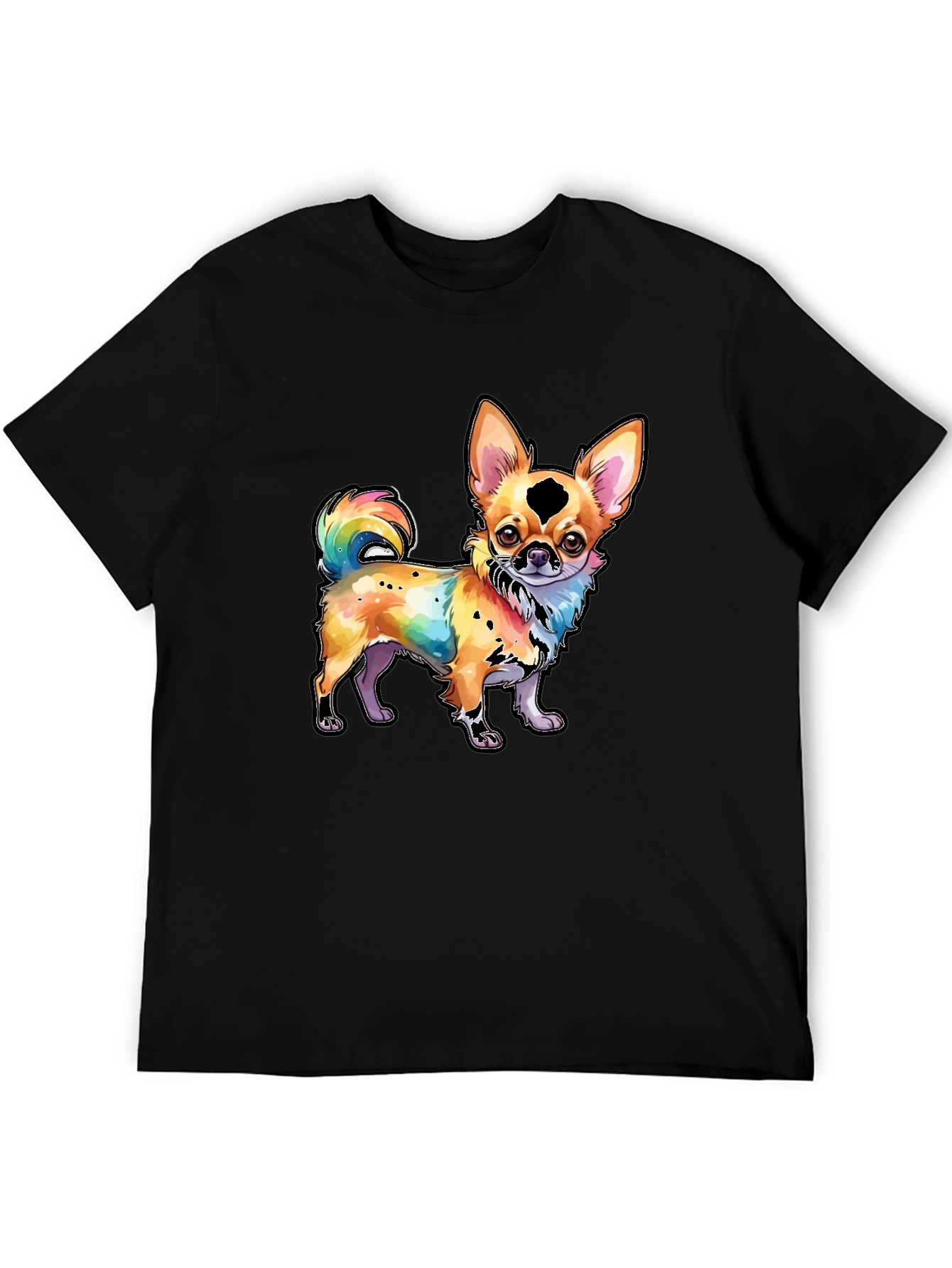 Black Rainbow Chihuahua Graphic Tee - Stylish Dog Lover Shirt view 5