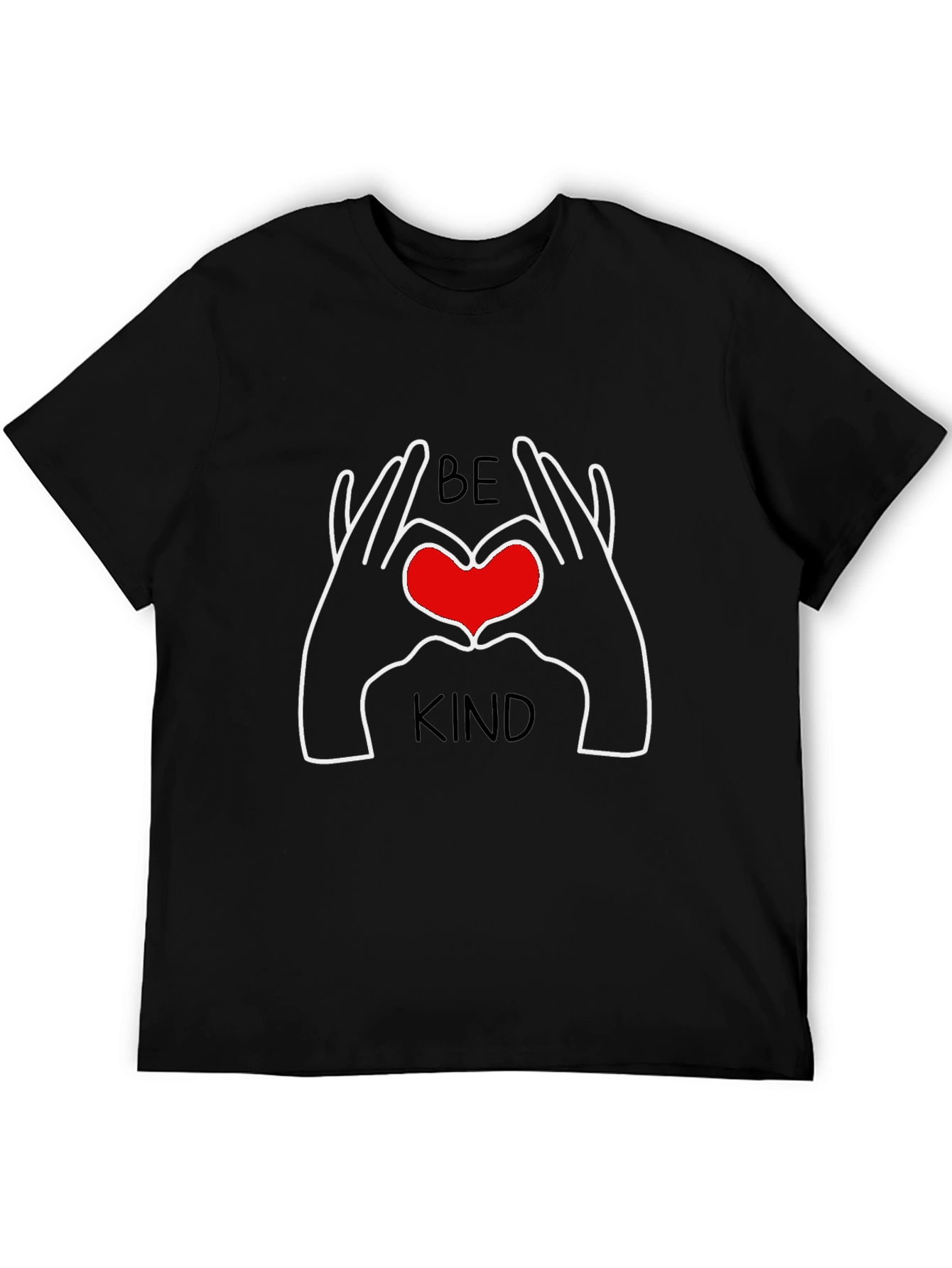 Black Be Kind Heart Hands Graphic T-Shirt view 5