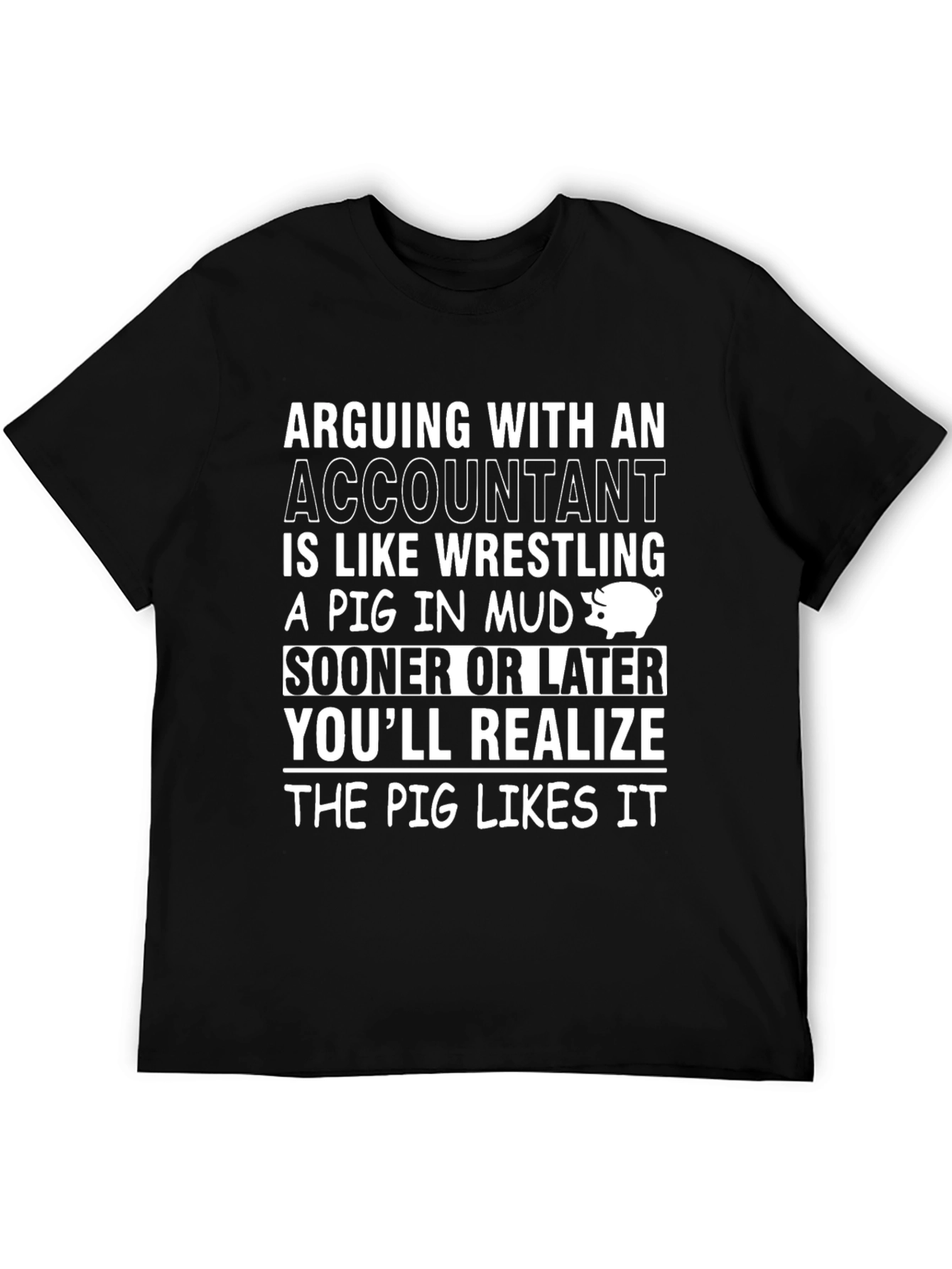 Black Accountant Pig T-Shirt Funny Accounting Gift view 5