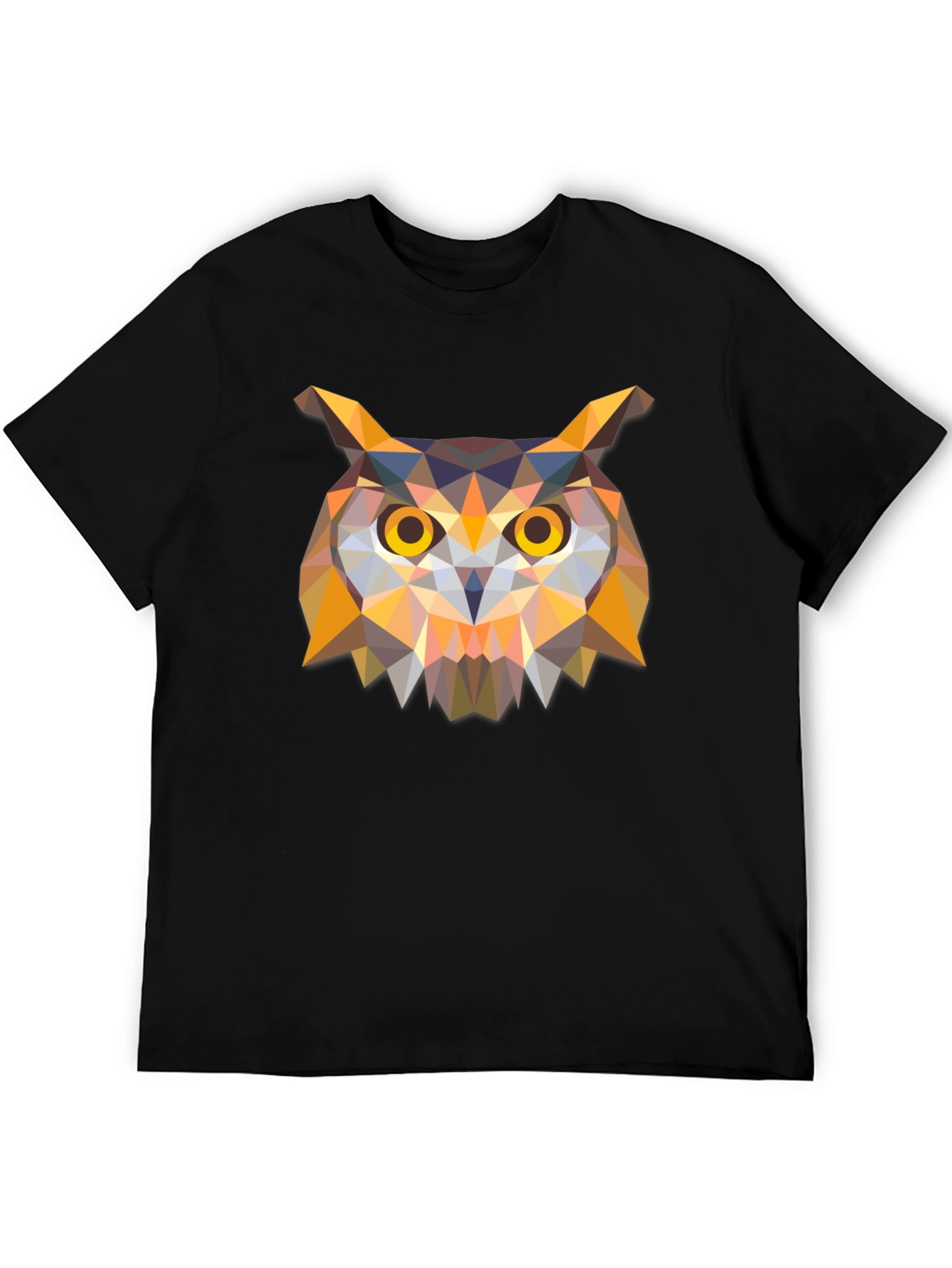 Black Geometric Owl Graphic Black T-Shirt view 5