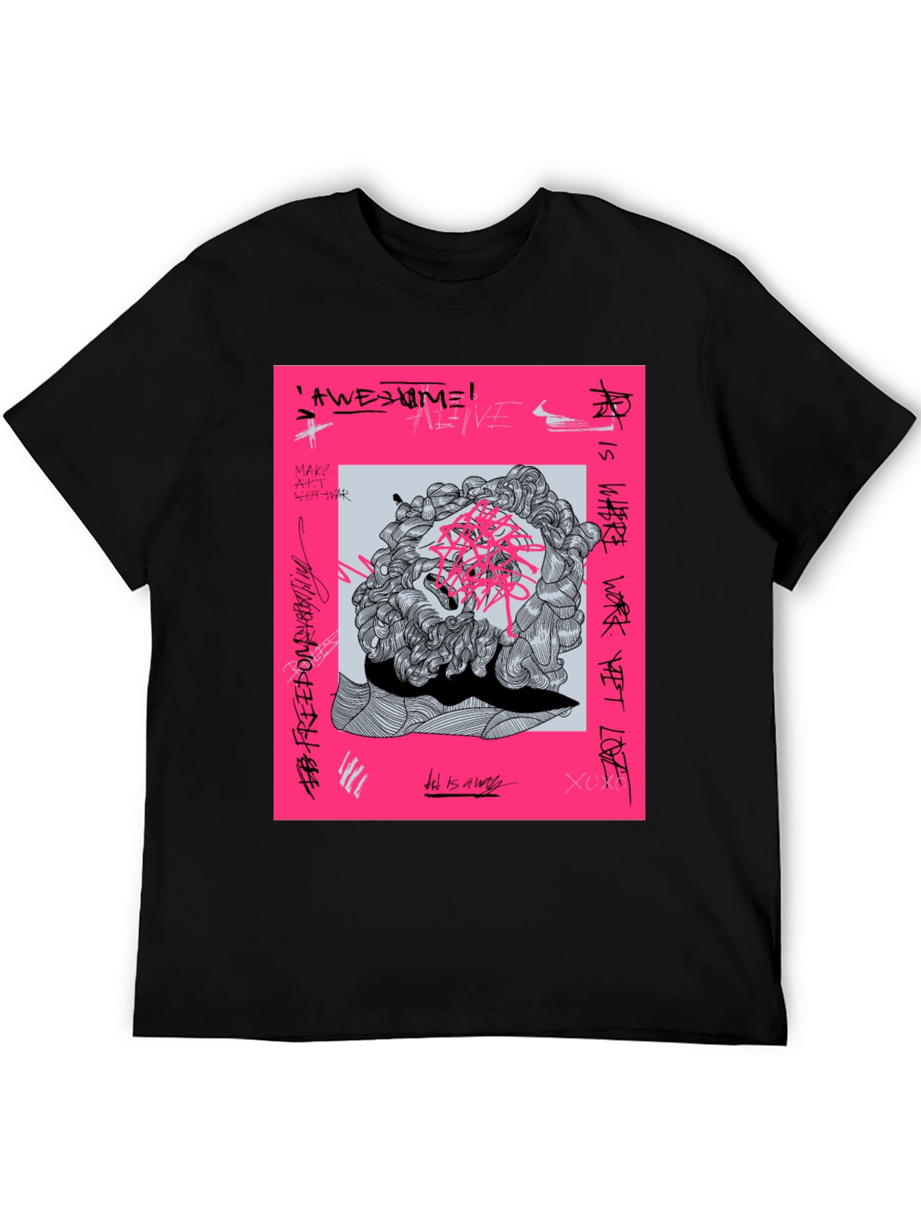 Black Abstract Graphic Tee - Modern Artistic T-Shirt view 5