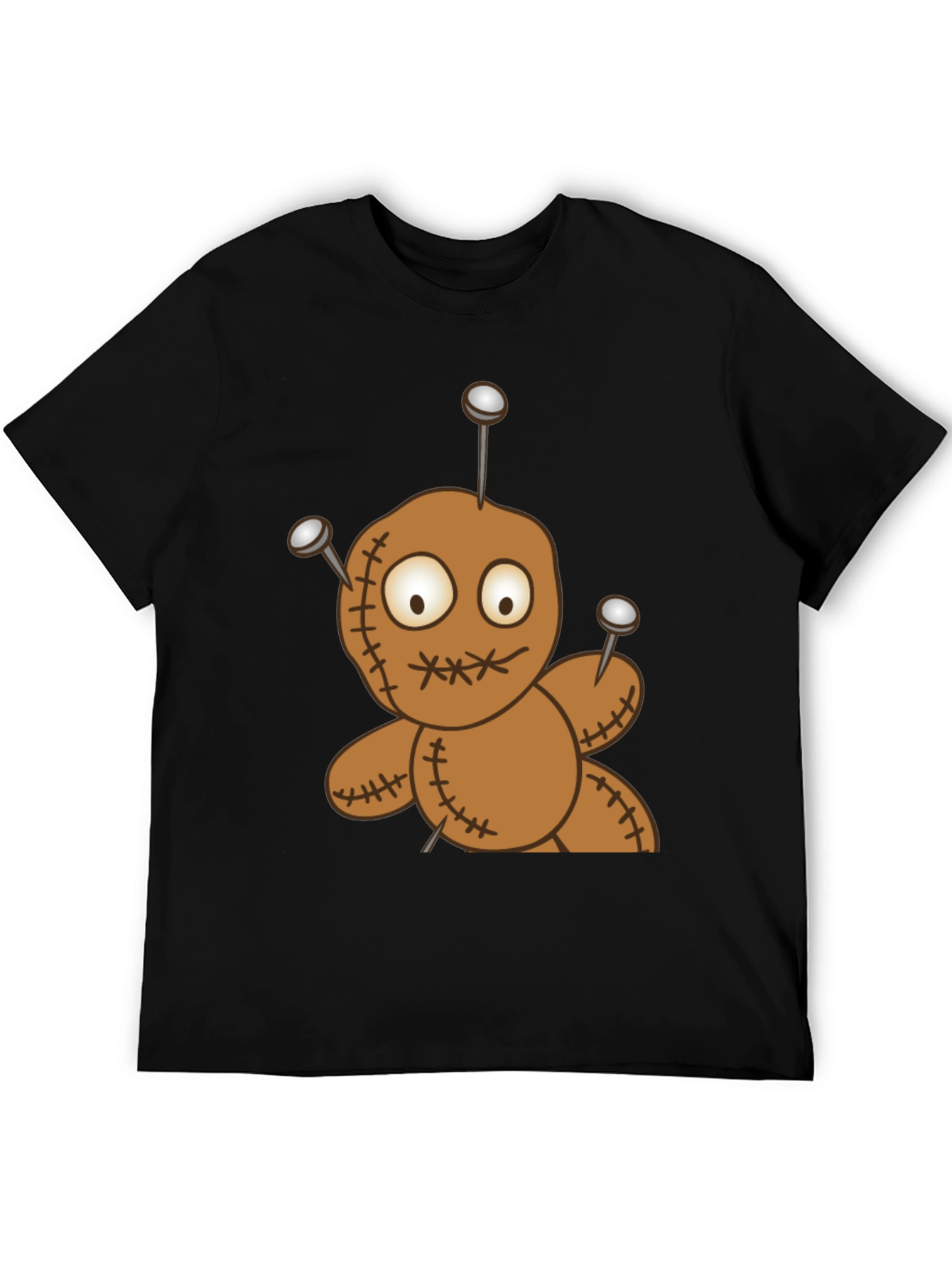 Black Voodoo Doll Graphic Tee - Black Cotton T-Shirt view 5