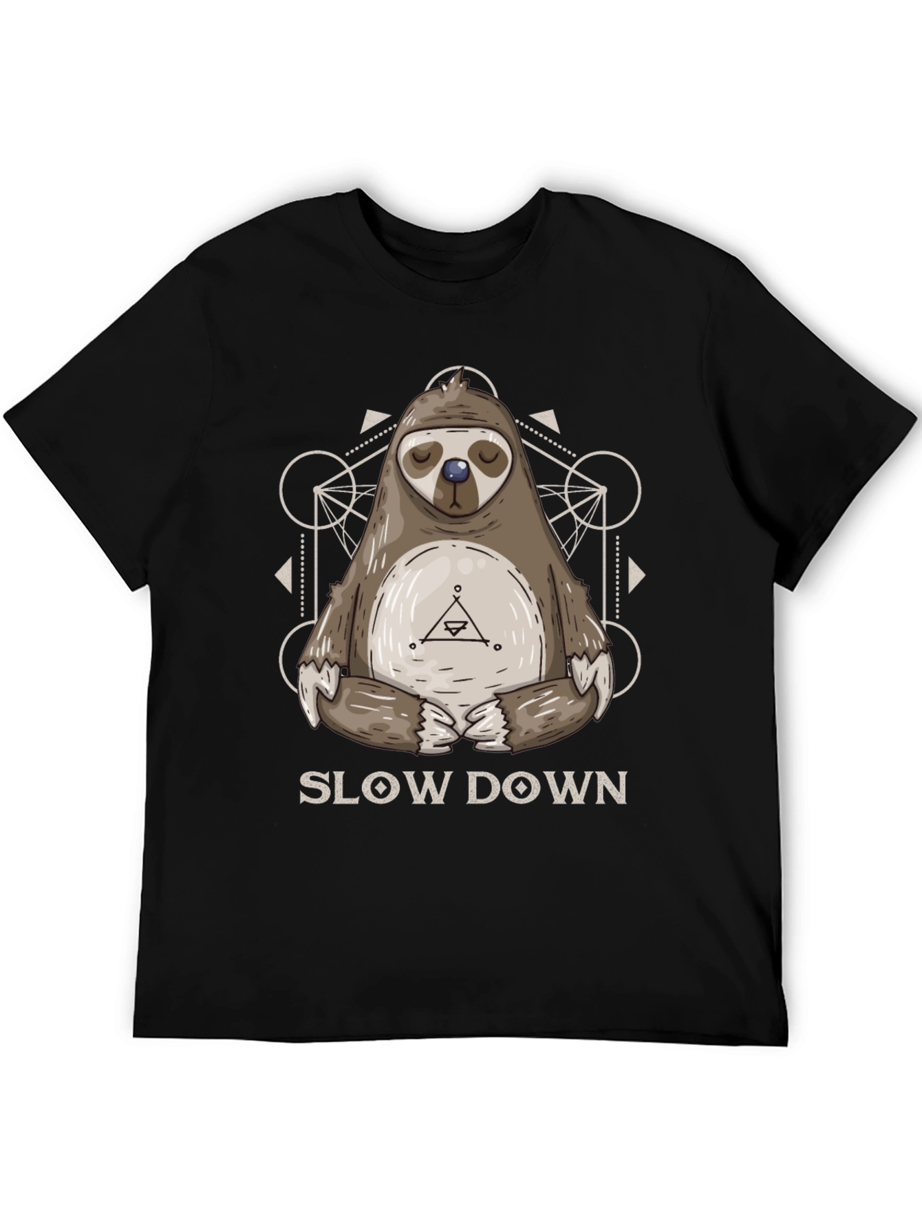 Black Relaxed Sloth Graphic Tee - Slow Down Shirt view 5