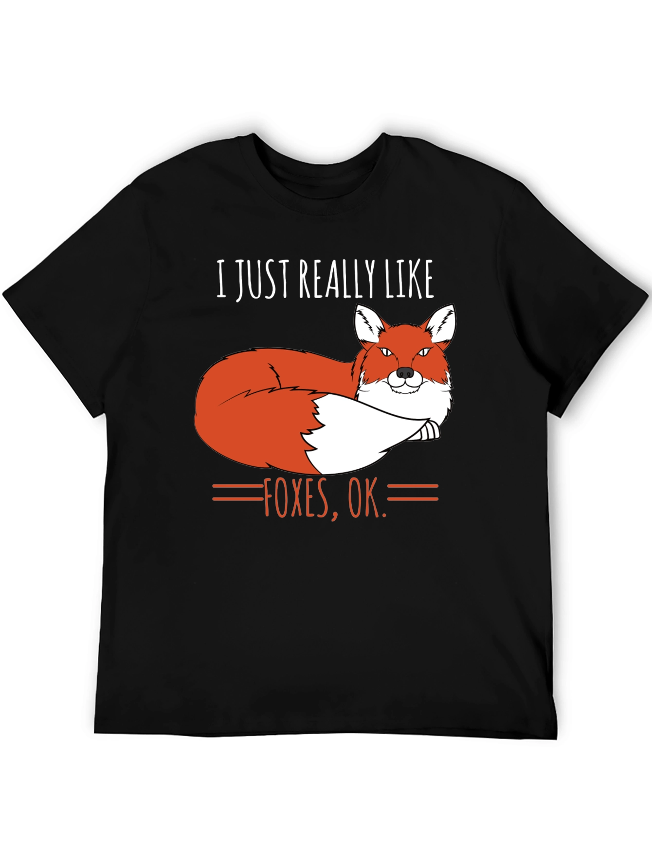 Black Funny Fox Graphic T-Shirt - I Just Really Like Foxes, OK. view 5