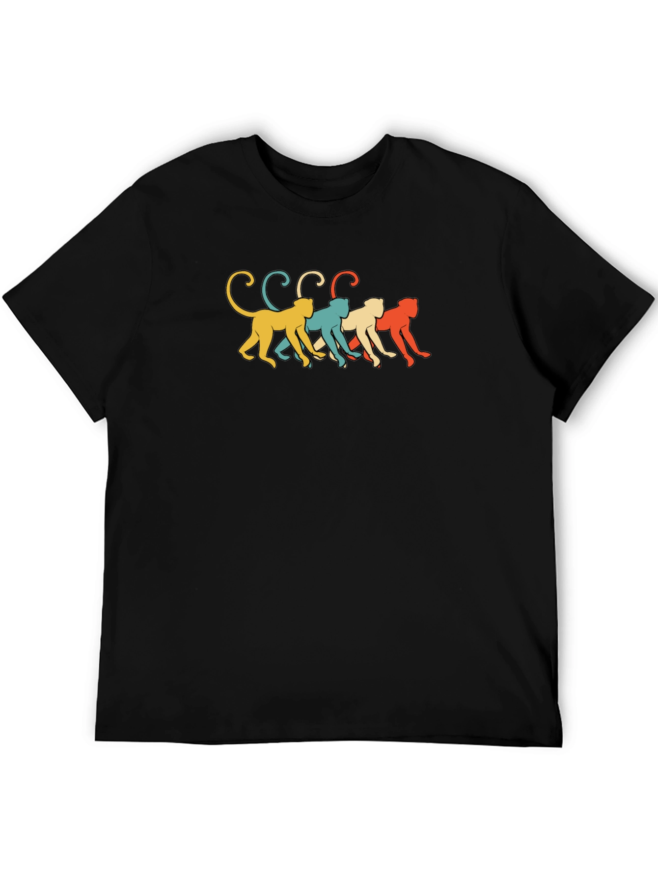 Black Retro Monkey Line Graphic Tee - Soft Black Cotton view 5