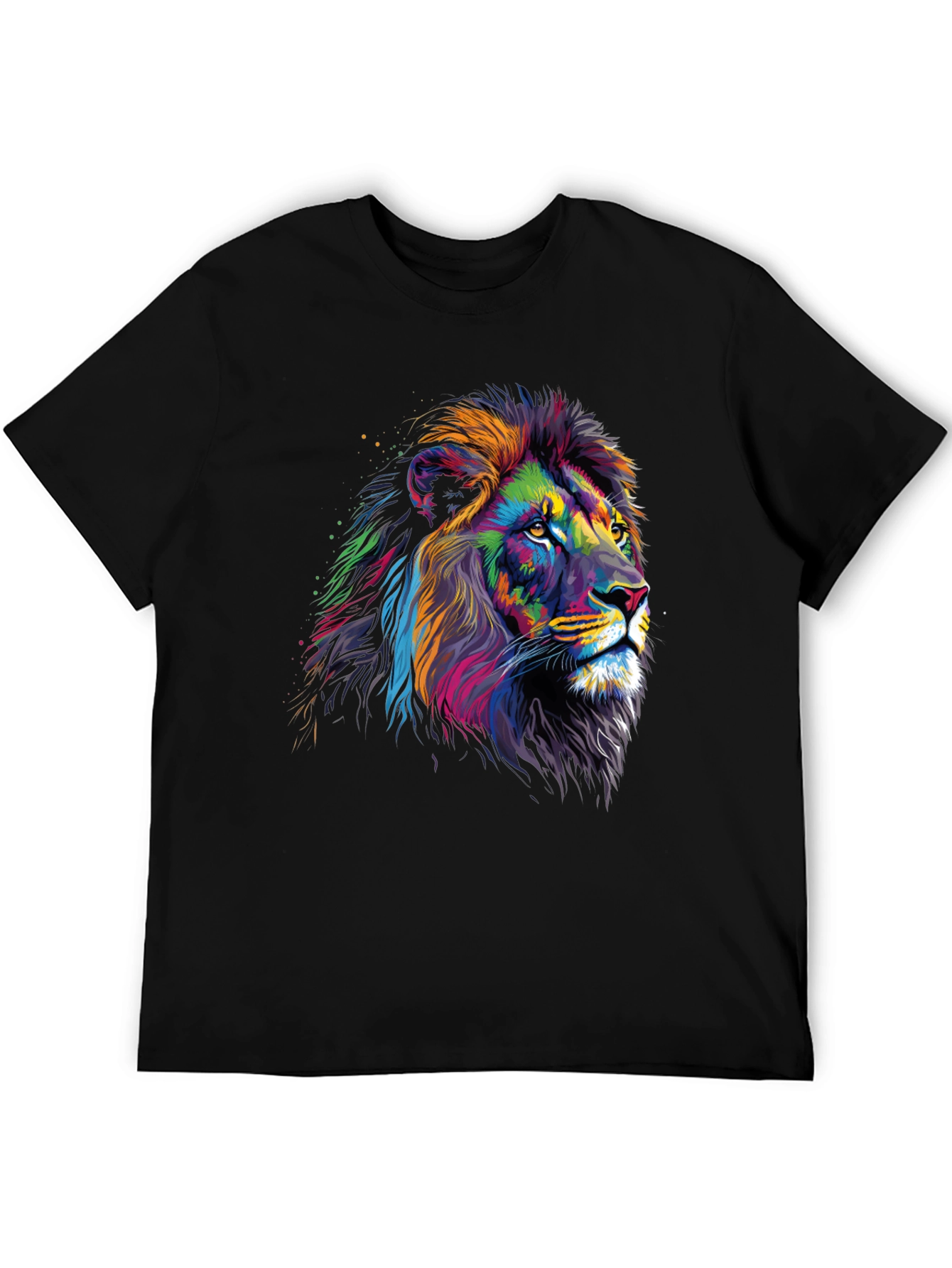 Black Vibrant Lion Graphic Tee - Bold Statement T-Shirt view 5