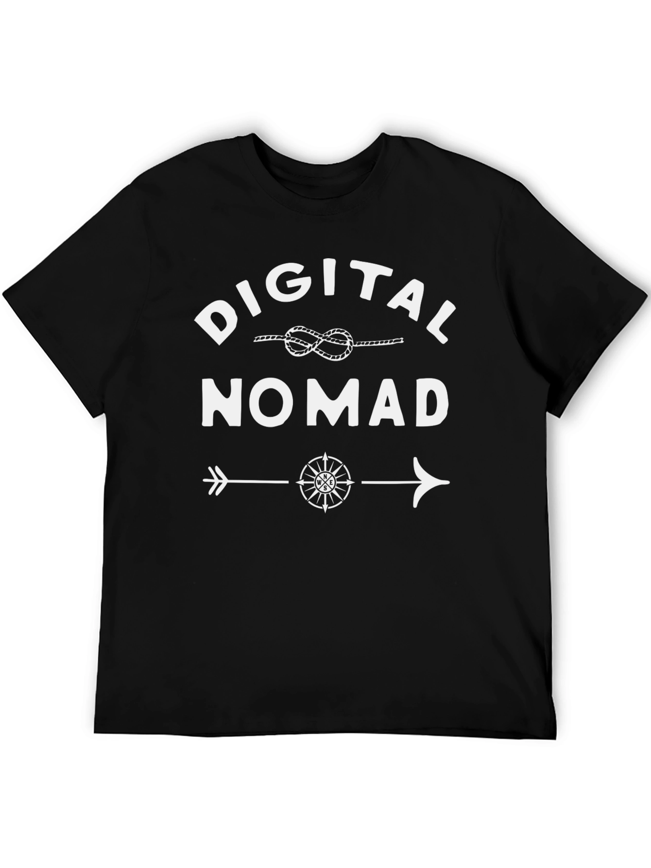 Black Digital Nomad Black T-Shirt with Compass Design view 5