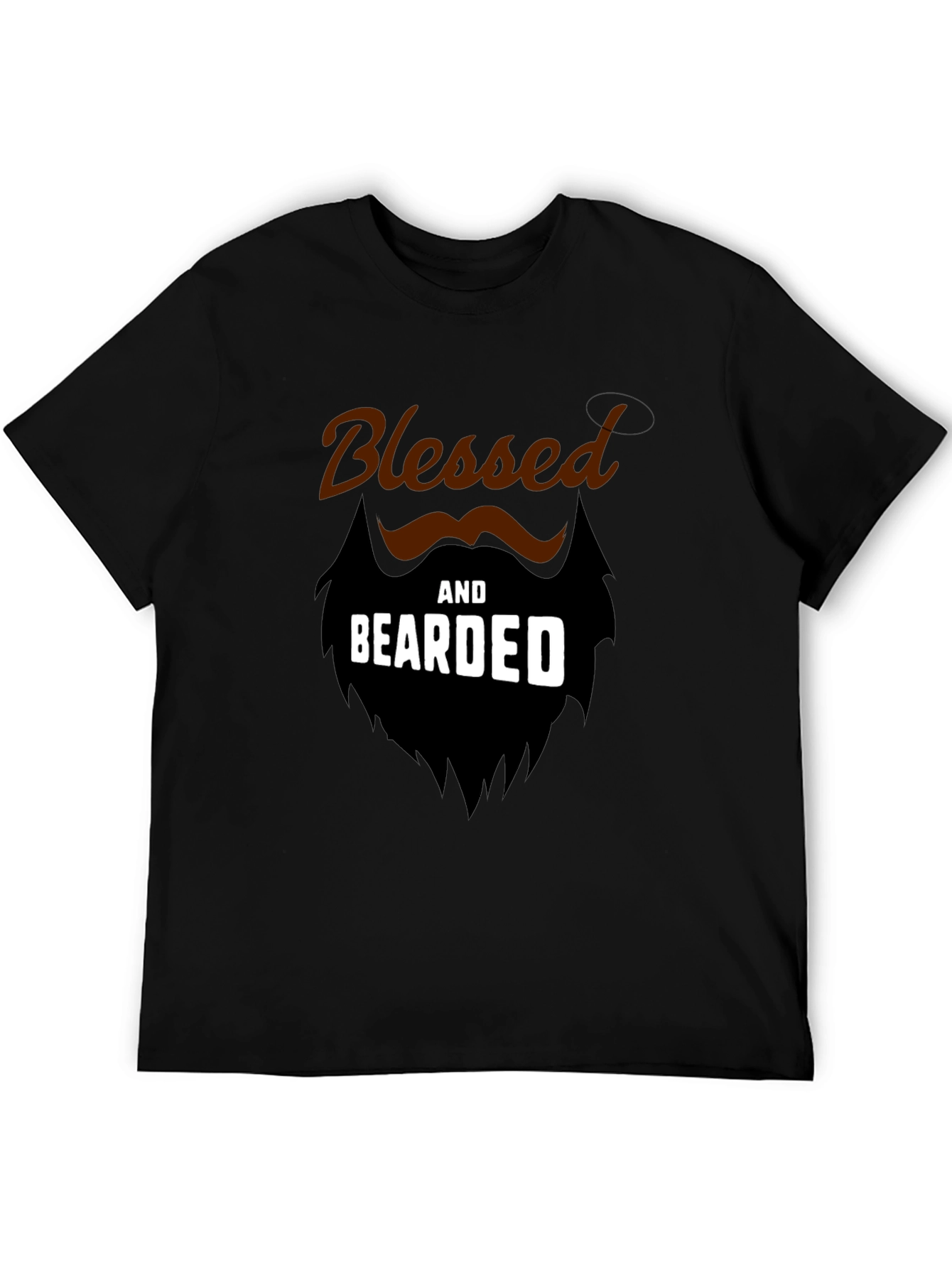 Black Blessed and Bearded Black Graphic T-Shirt view 5