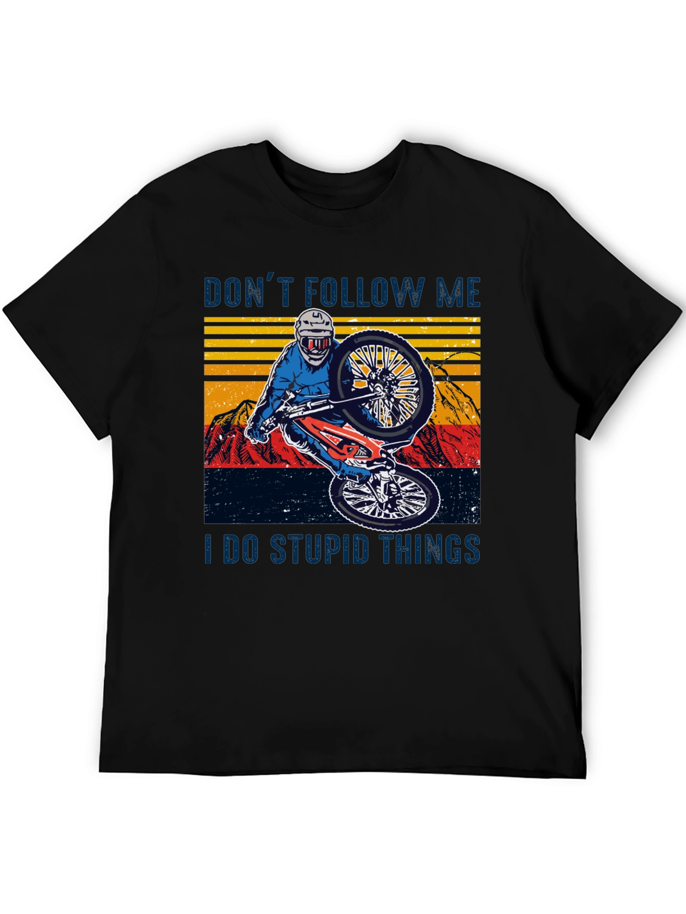 Black Funny Mountain Bike Graphic Tee - Don't Follow Me view 5