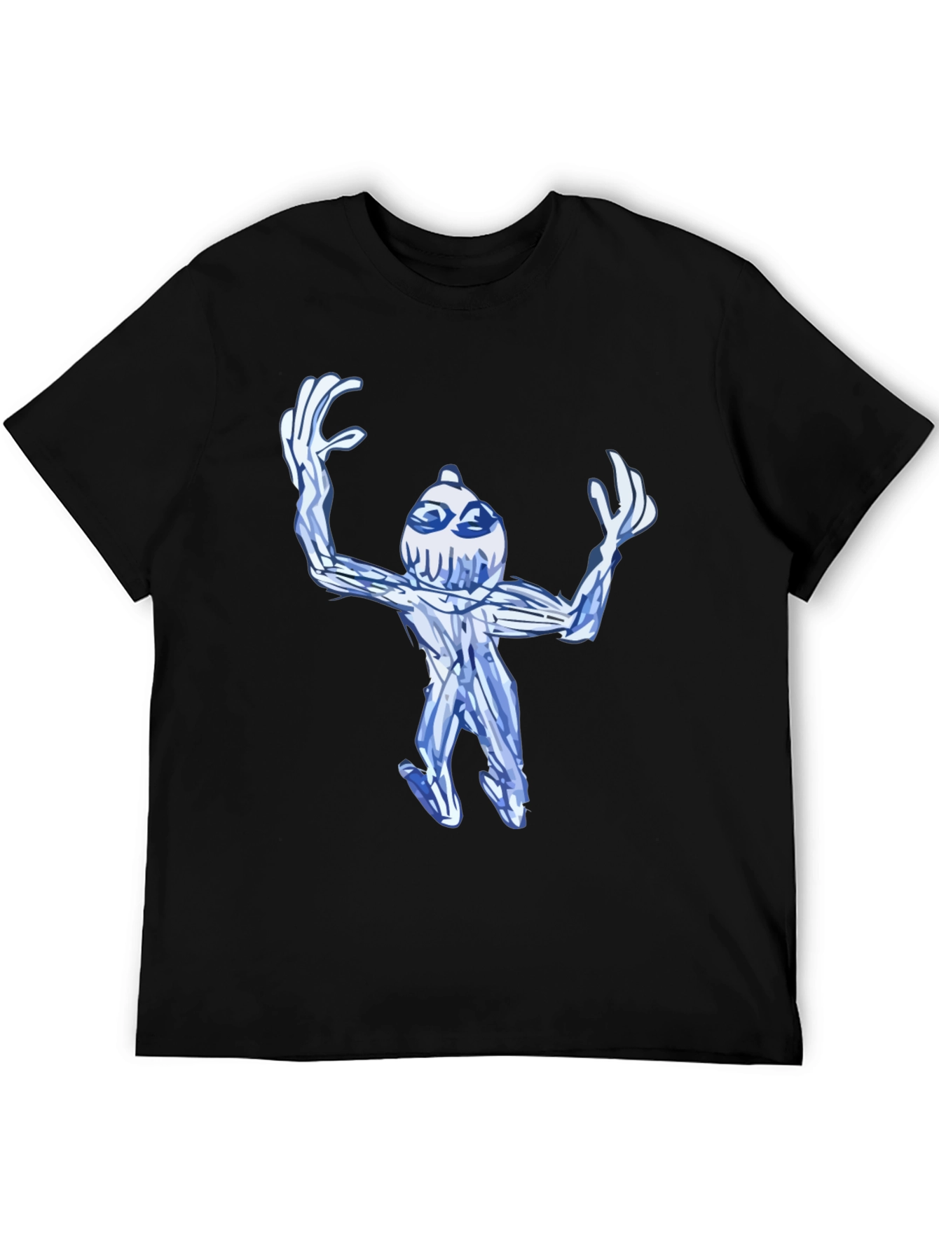 Black Abstract Blue Creature Black T-Shirt view 5