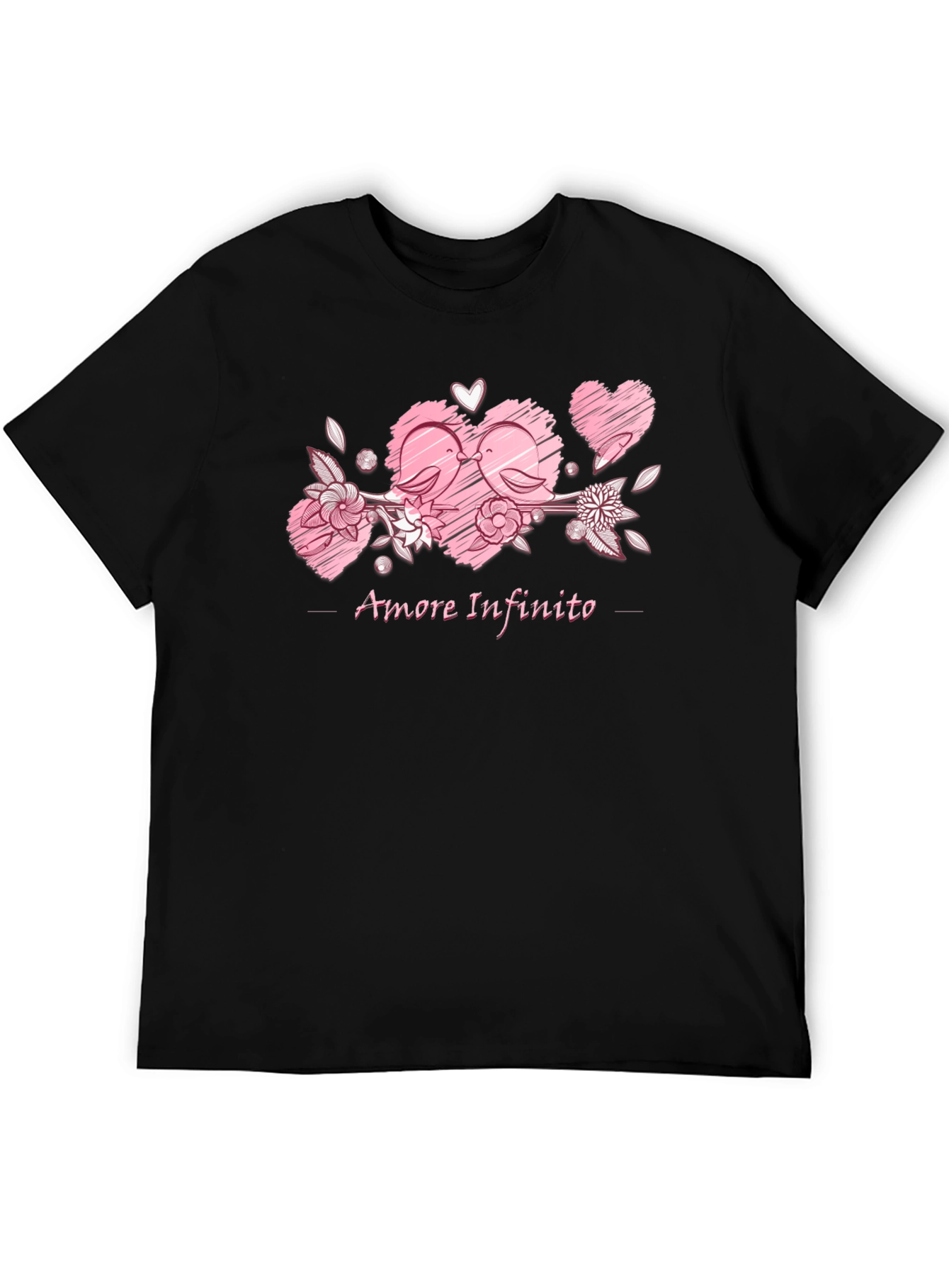 Black Amore Infinito T-Shirt - Love Birds Design view 5