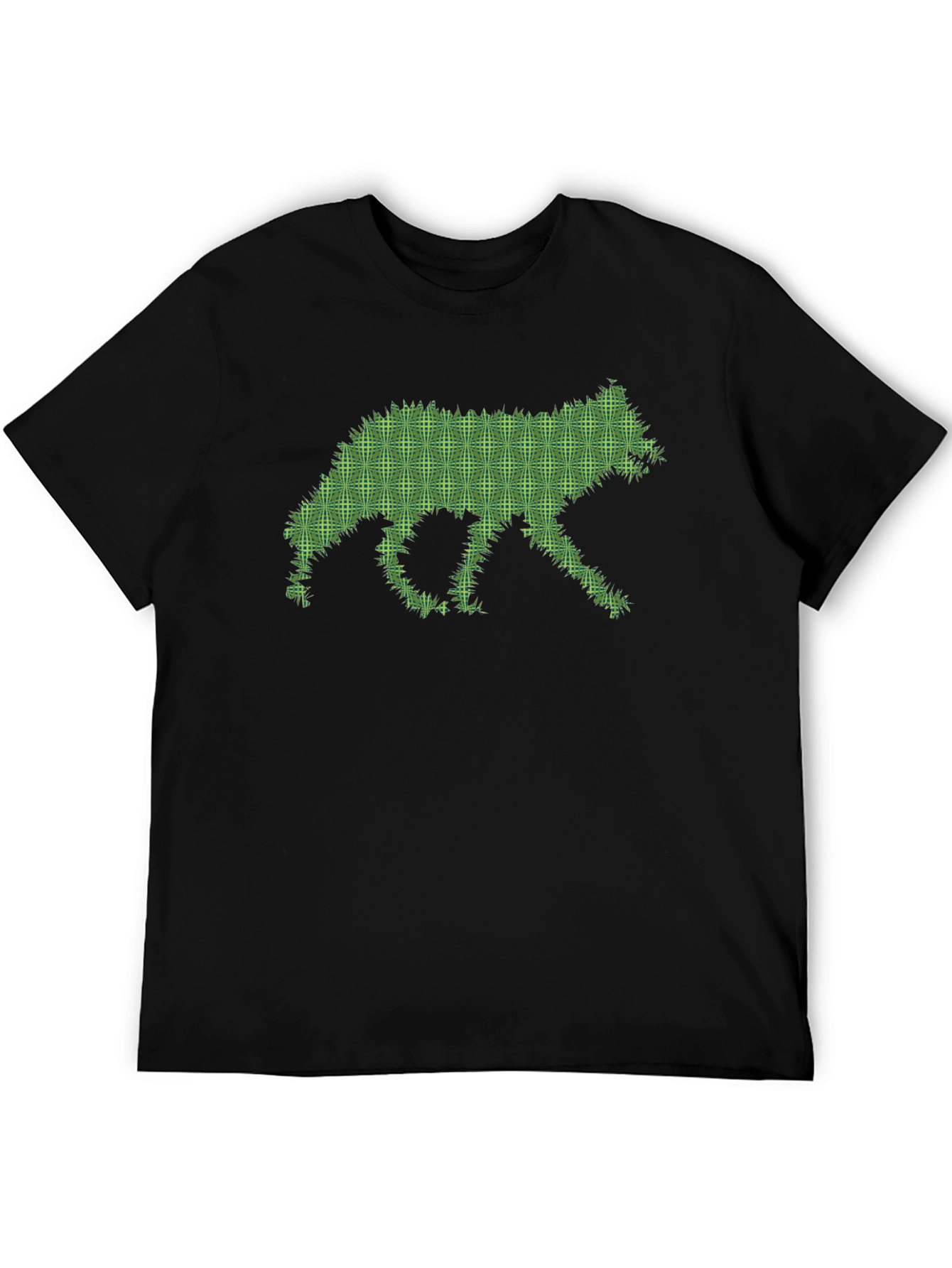 Black Green Wolf Silhouette Black Tee view 5