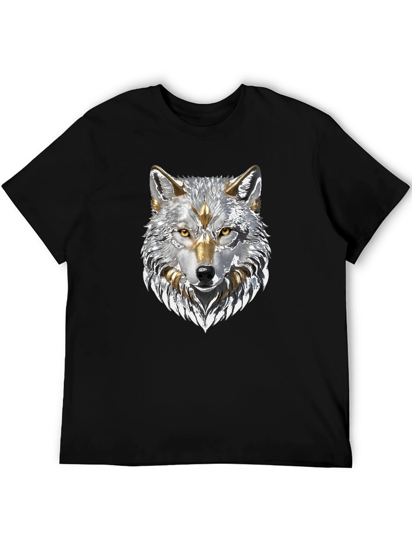 Black Wolf Graphic Tee - Silver and Gold Design view 5