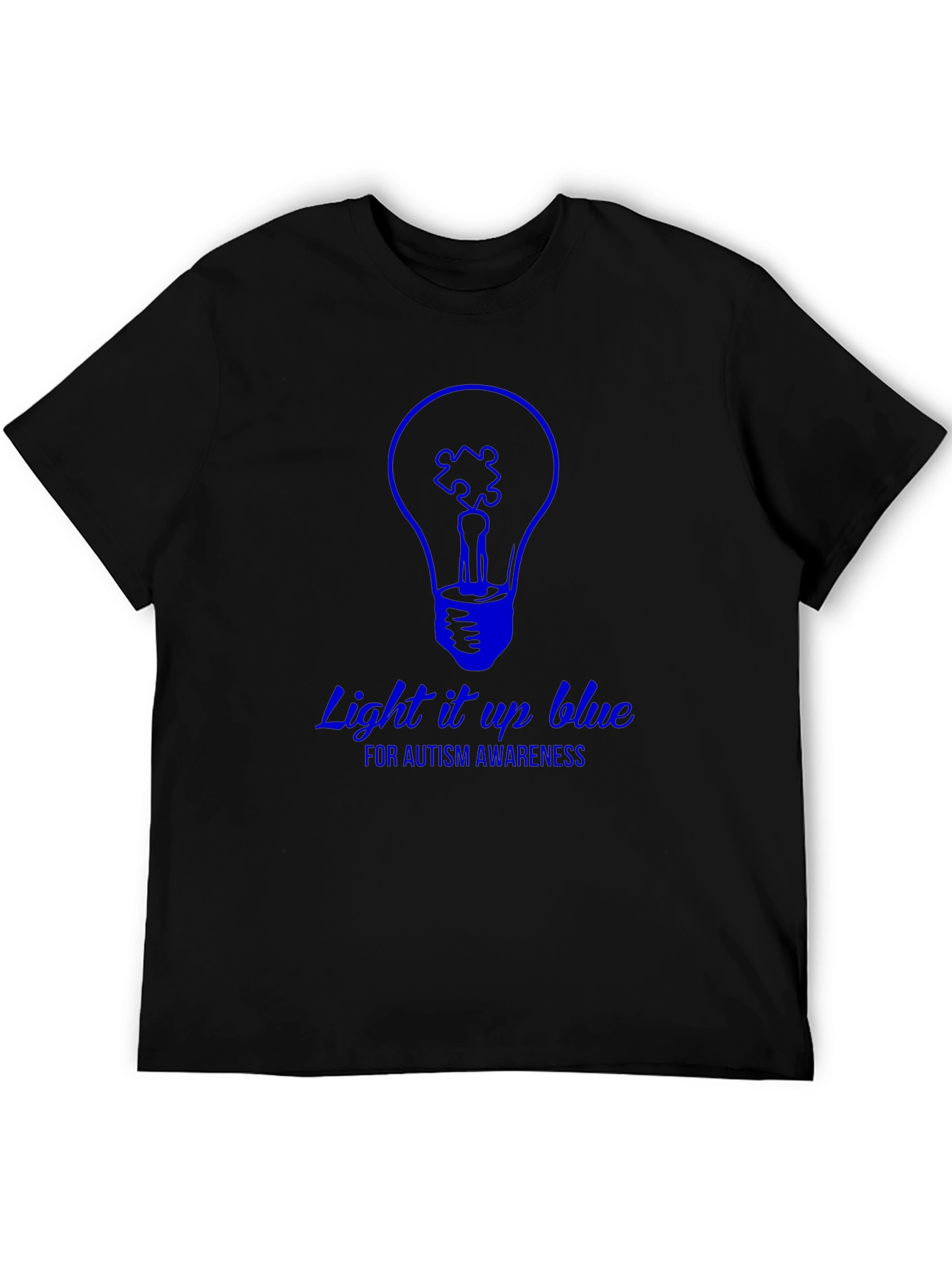 Black Autism Awareness Light it Up Blue Graphic T-Shirt view 5