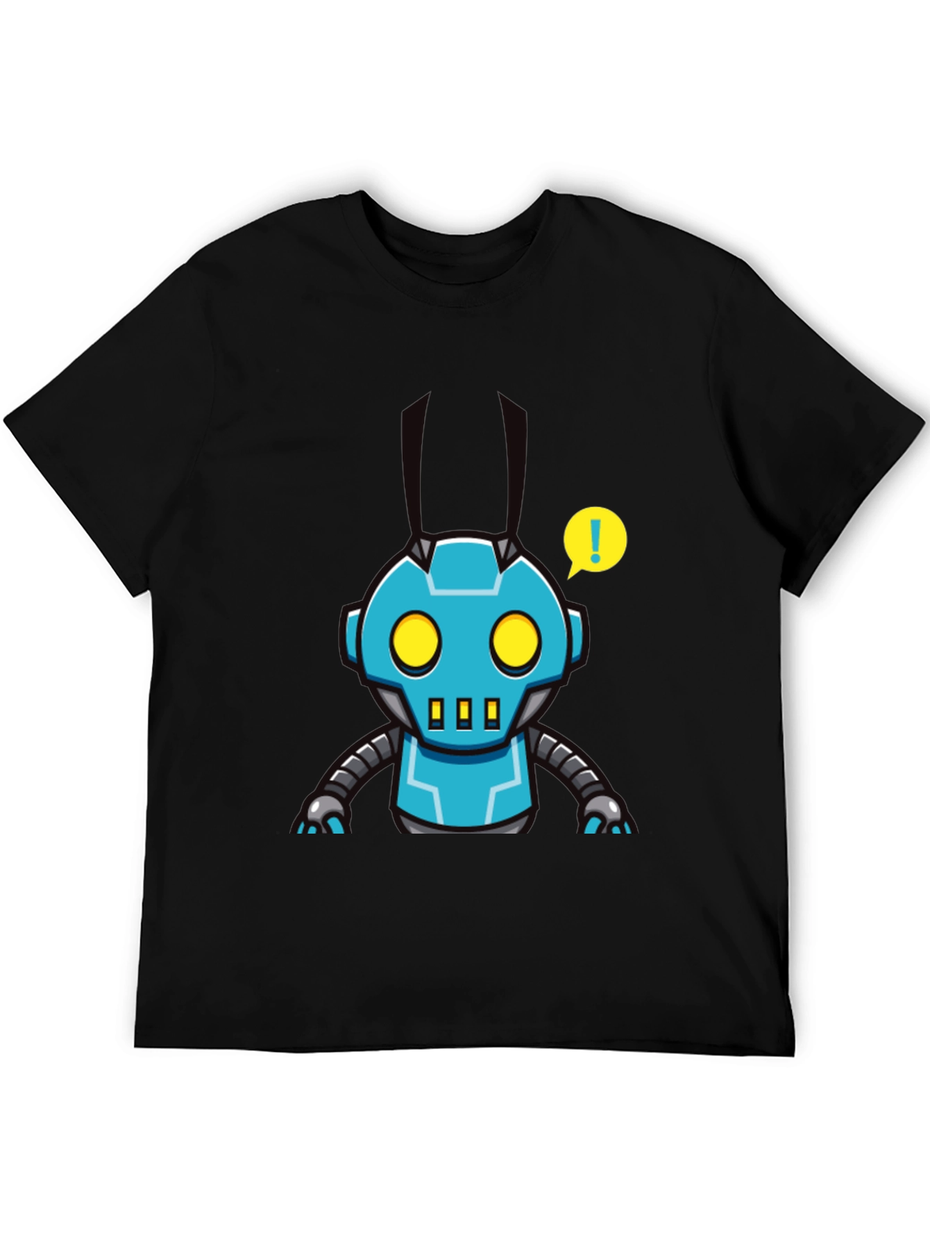 Black Robot Graphic Tee - Black T-Shirt with Funky Robot Design view 5