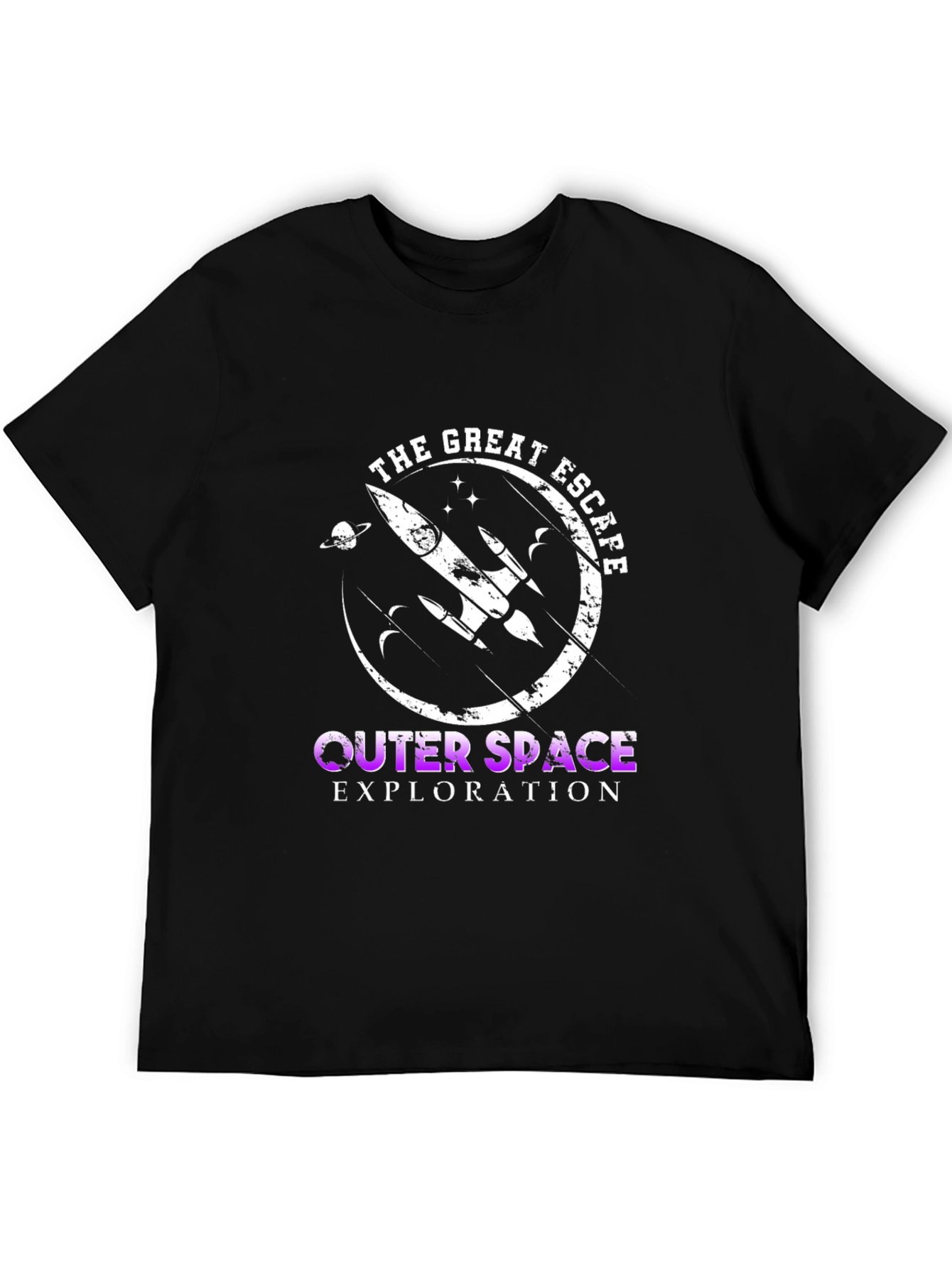 Black The Great Escape Outer Space Exploration T-Shirt view 5