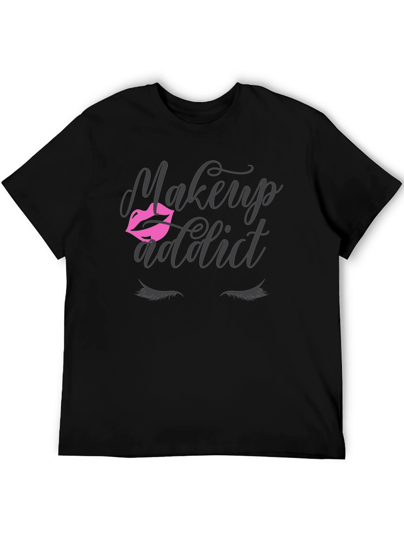 Black Makeup Addict Graphic T-Shirt view 5