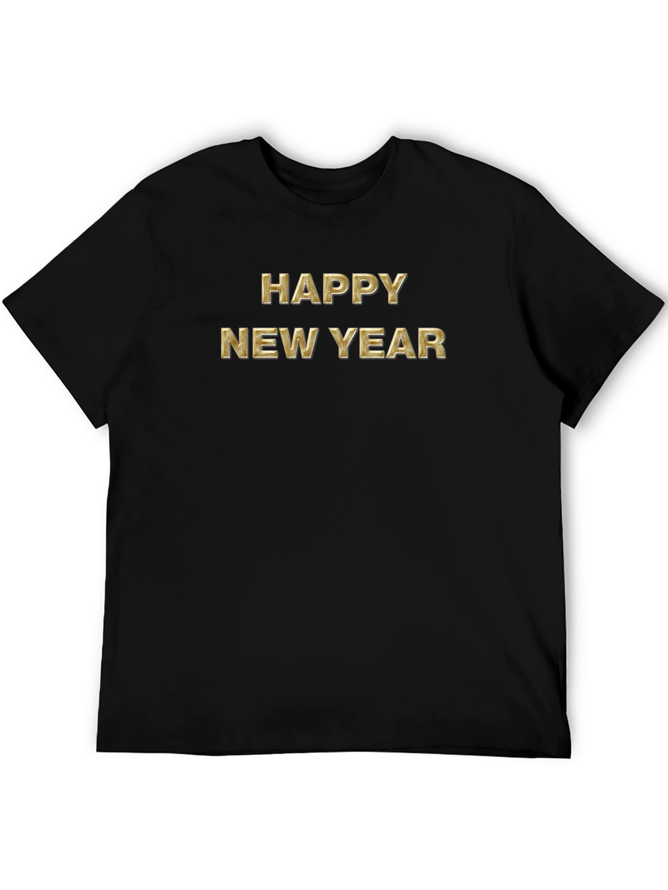 Black Happy New Year Gold Text Graphic Black Tee view 5
