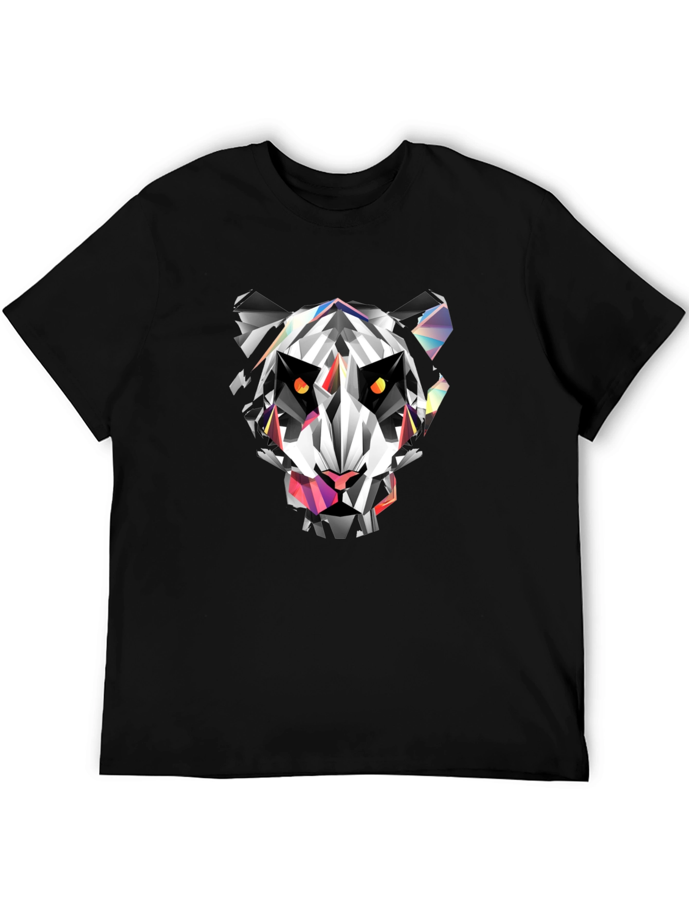 Black Geometric Panda Graphic Tee - Black Cotton Blend view 5