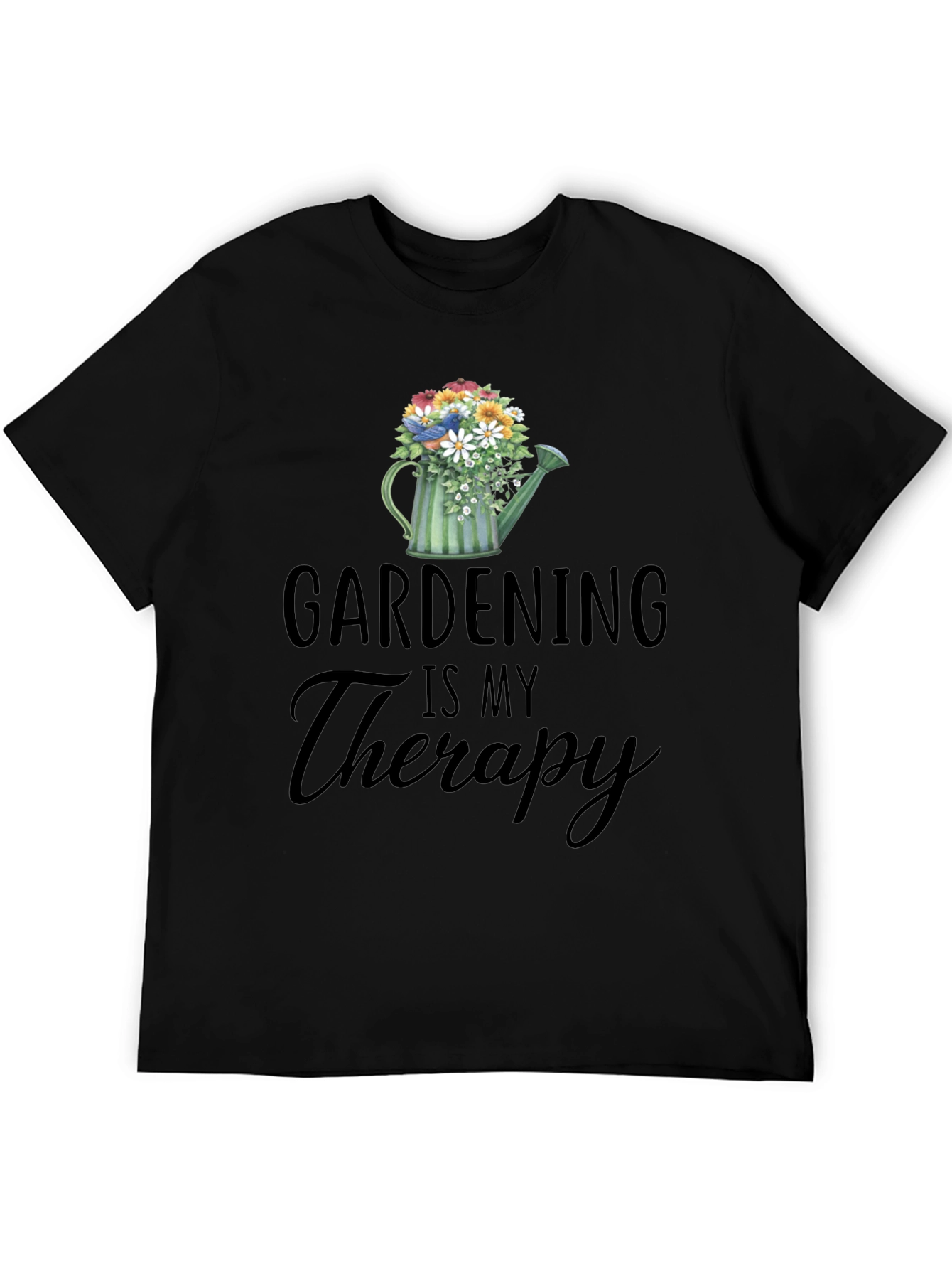 Black Gardening Is My Therapy T-Shirt view 5