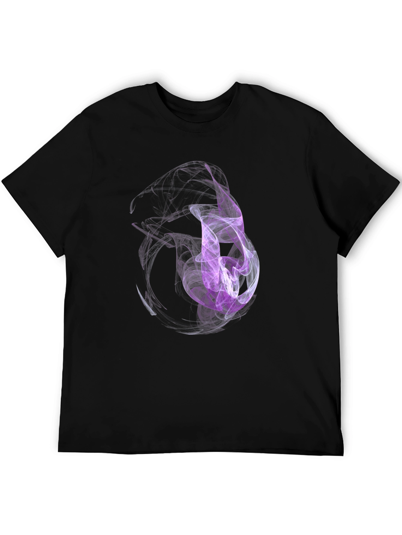 Black Abstract Smoke Design Black T-Shirt view 5