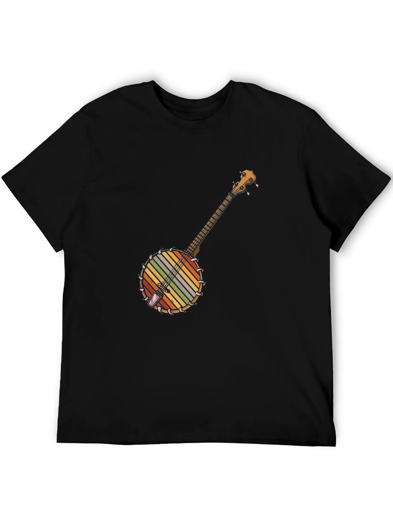 Black Retro Banjo Music T-Shirt view 5