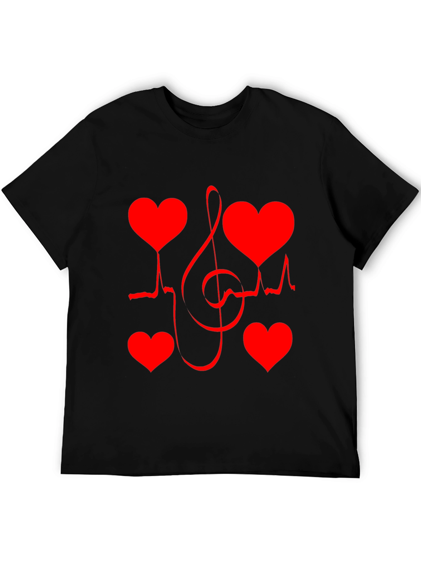 Black Heartbeat Music Note Graphic Tee view 5
