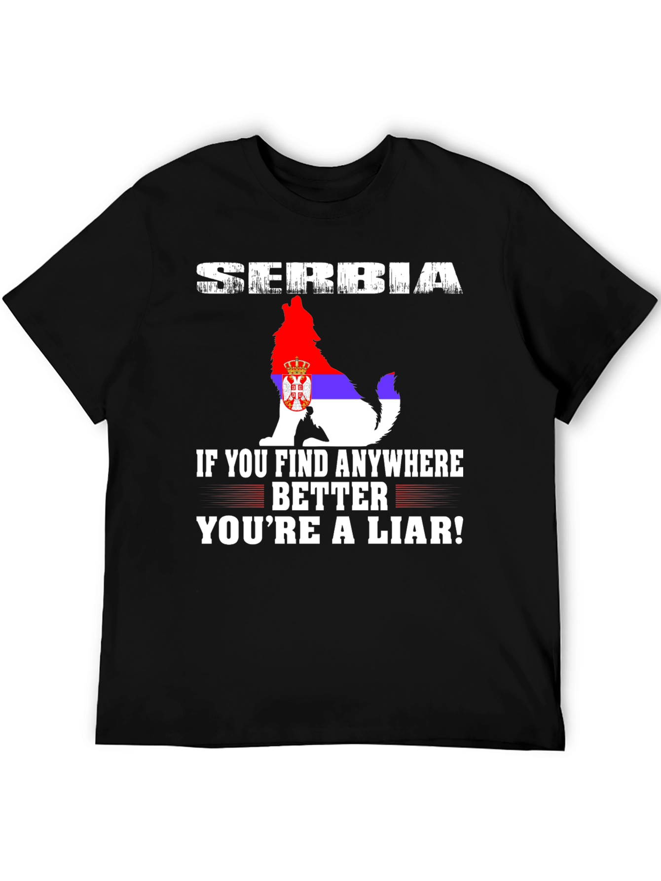 Serbia Wolf Flag Graphic Tee - Patriotic Pride T-Shirt - 5