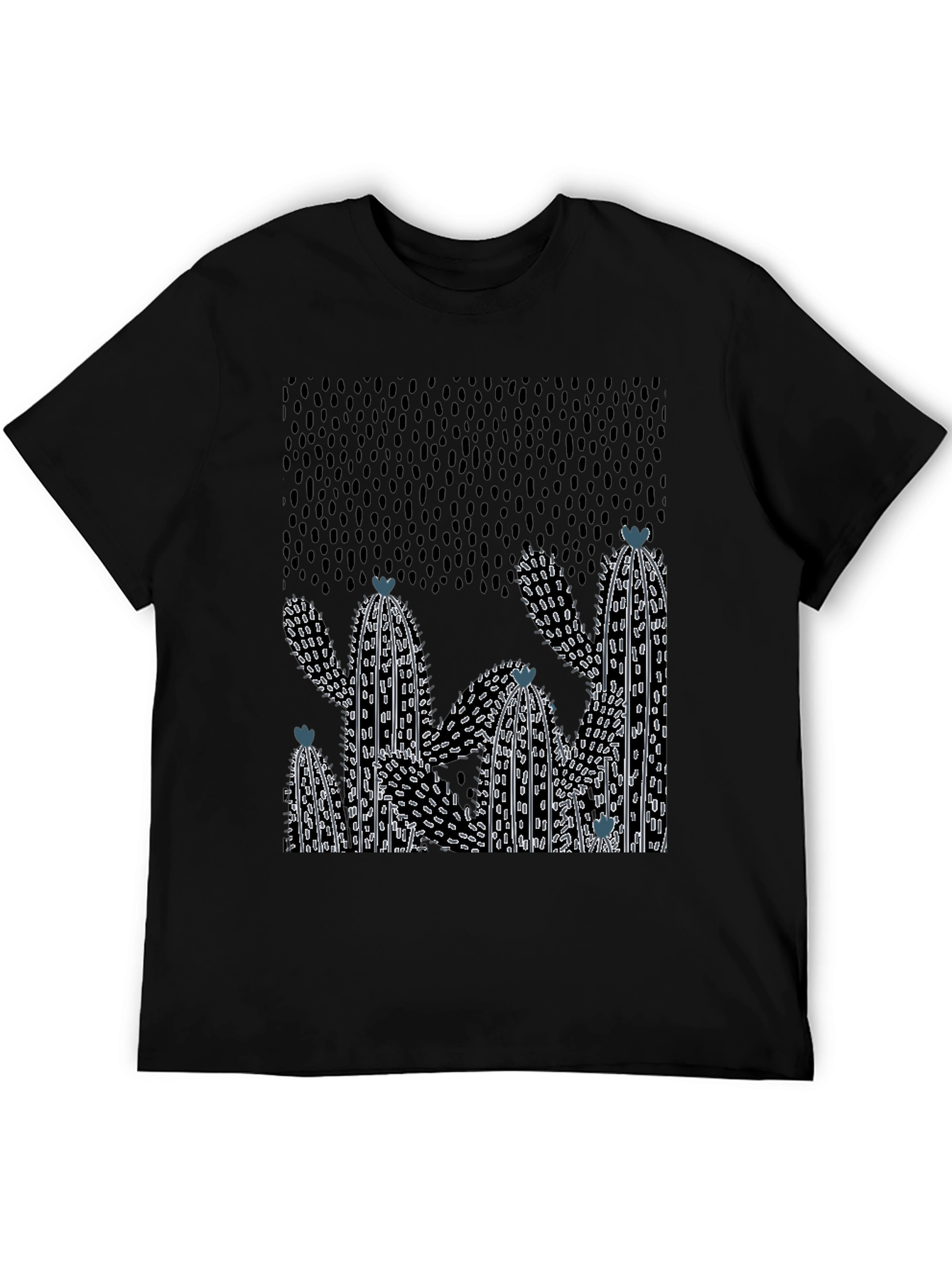 Black Cactus Graphic Print Crew Neck T-Shirt view 5