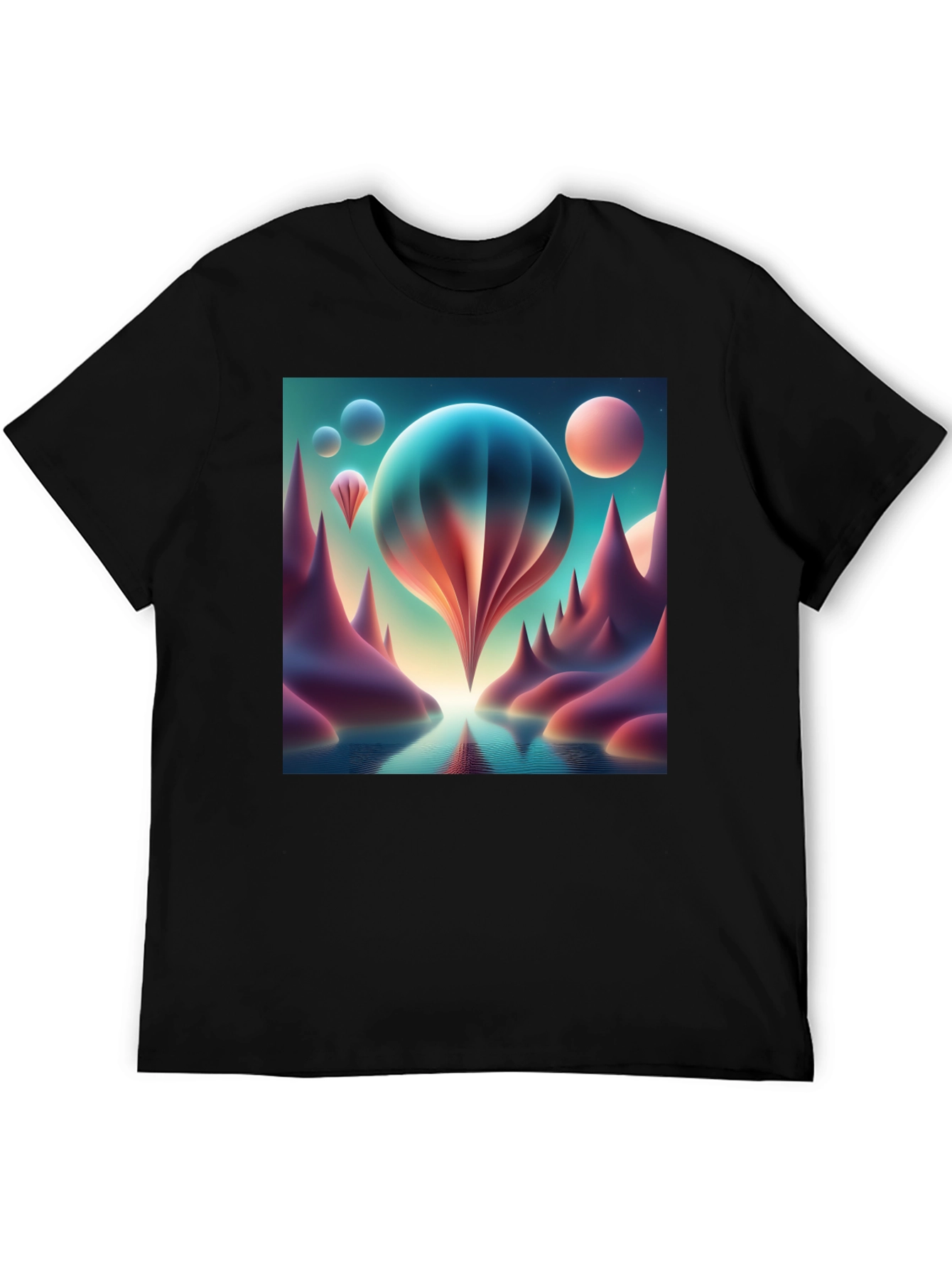 Black Surreal Landscape Graphic Tee view 5