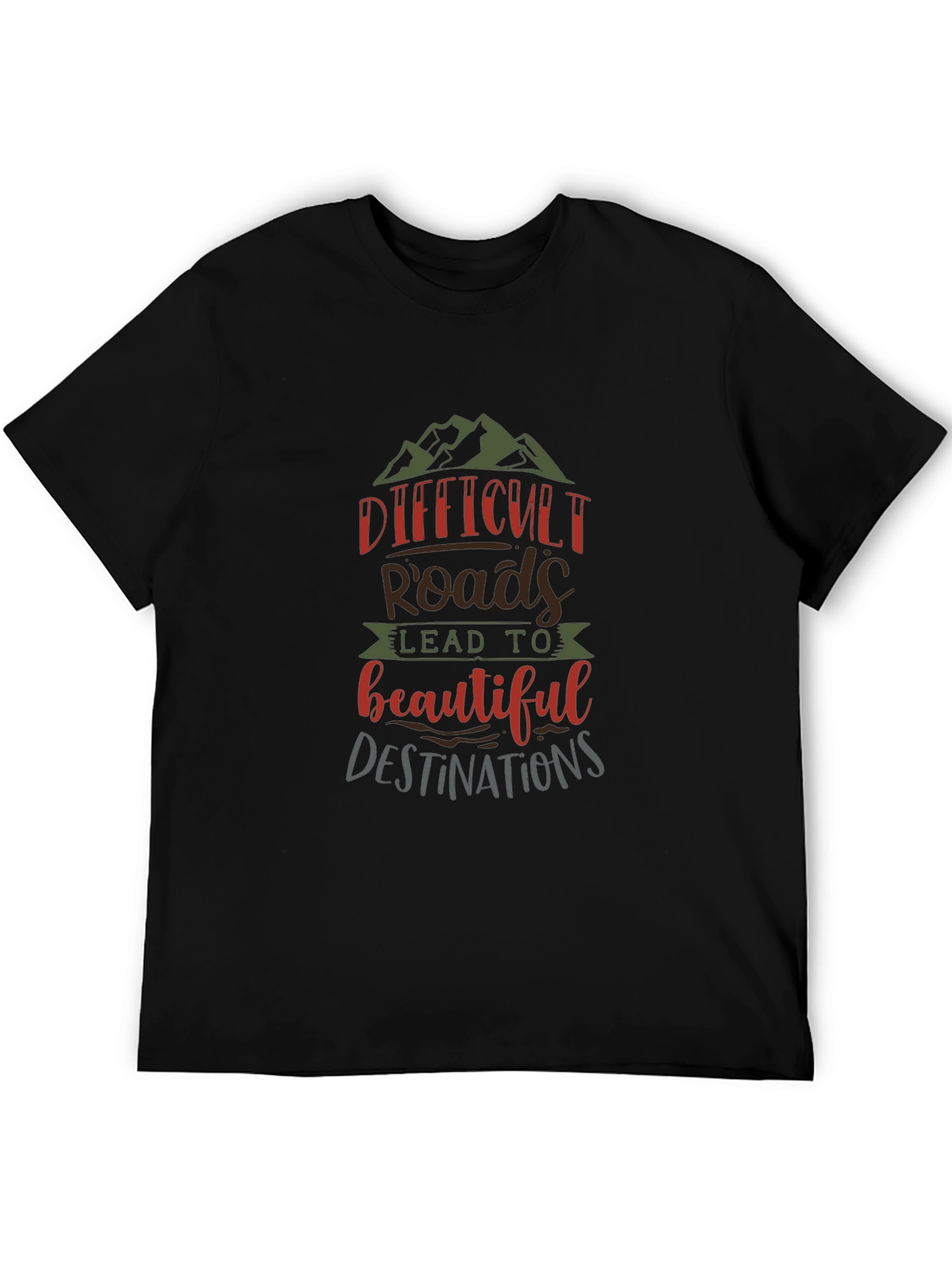 Black Difficult Roads Graphic T-Shirt view 5