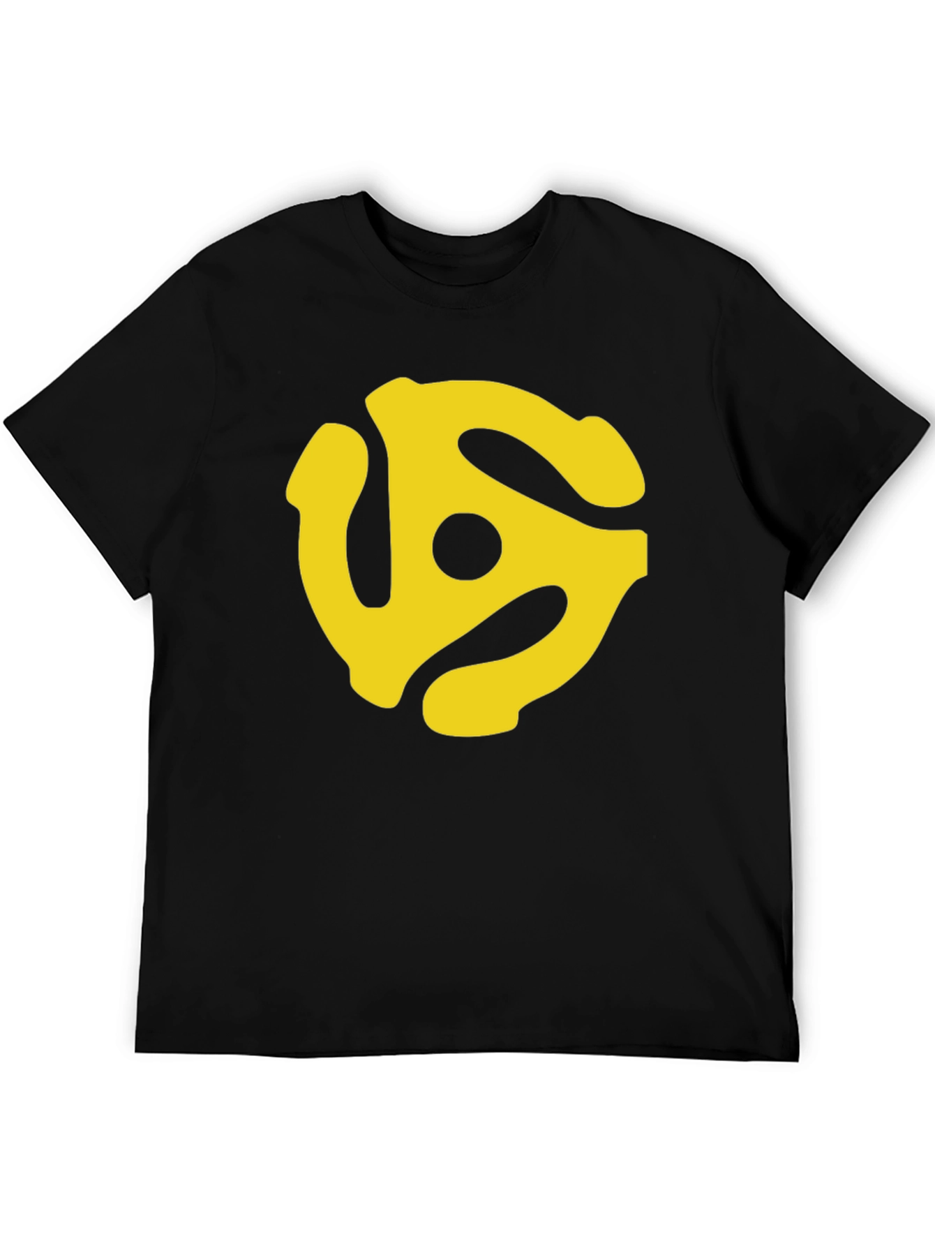 Black Retro Record Adapter T-Shirt - Black Tee view 5