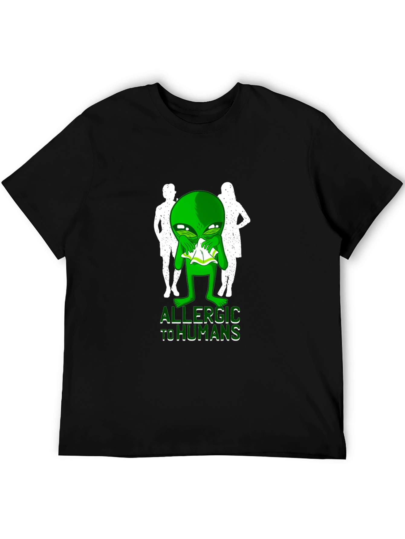 Black Allergic to Humans Alien Graphic Tee view 5